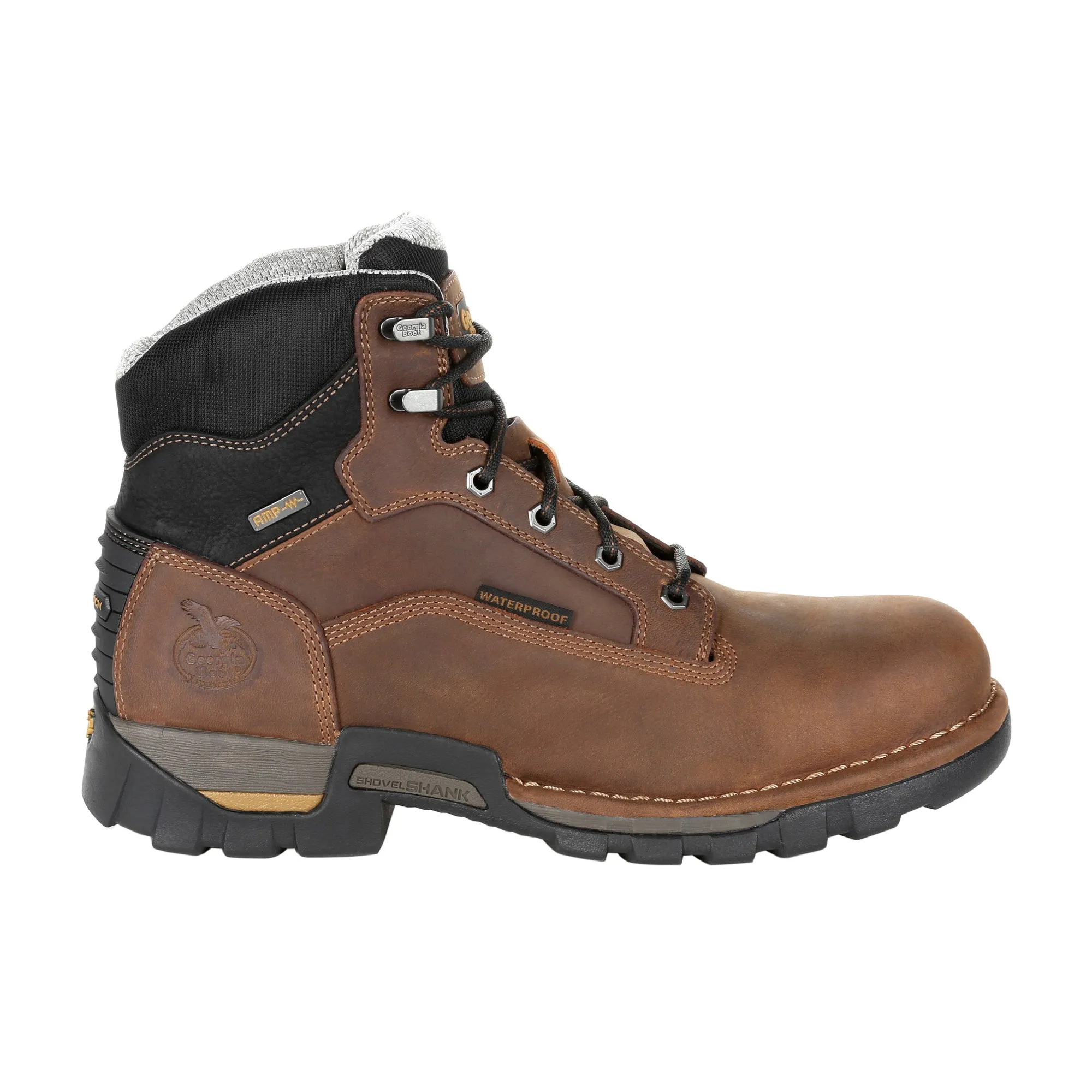 Georgia Men's Brown Leather Work Boots, Waterproof, Steel Toe, Eagle One