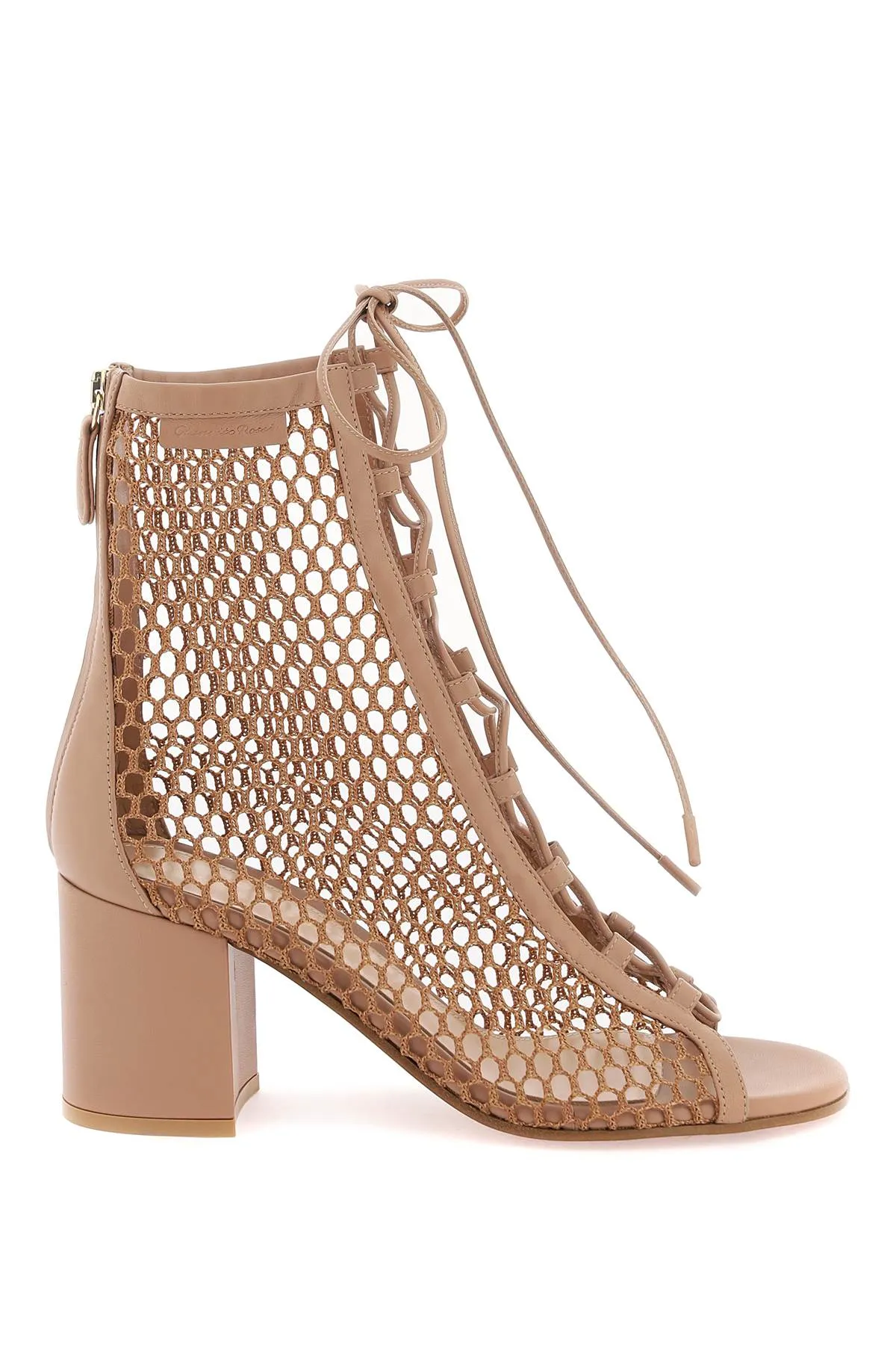 Gianvito Rossi Pink Mesh Open Toe Ankle Boots