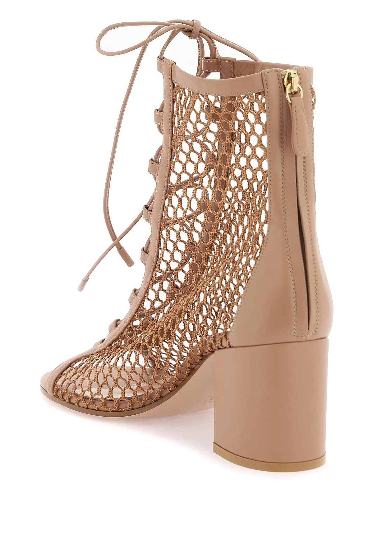 Gianvito Rossi Pink Mesh Open Toe Ankle Boots