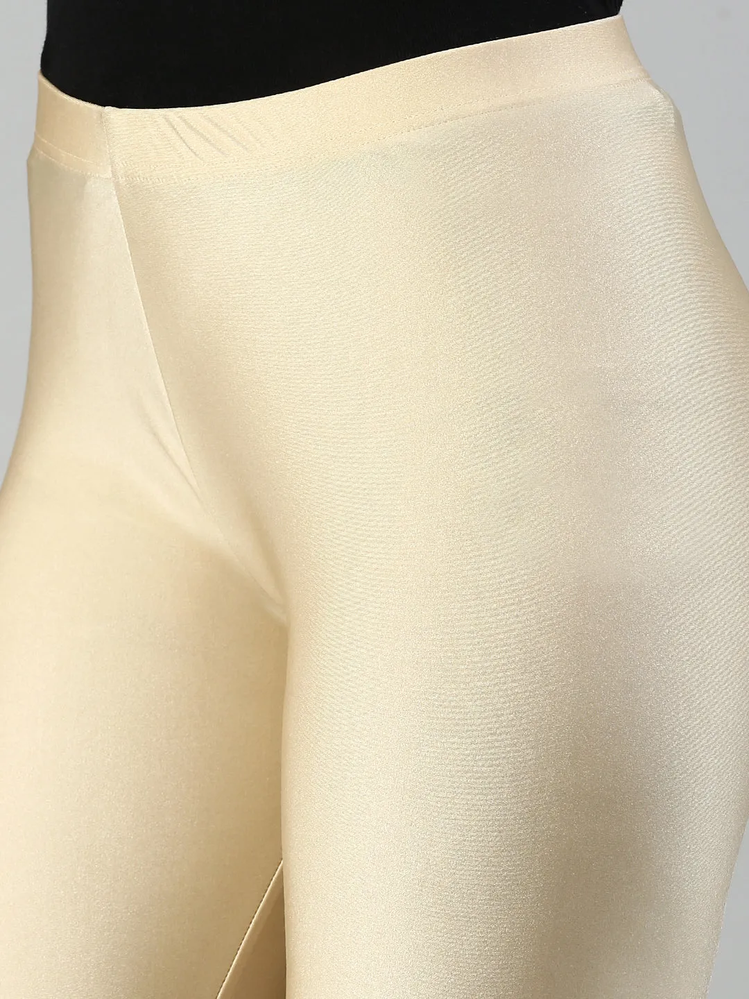 Gold Ankle Length Leggings for Women - Solid Color