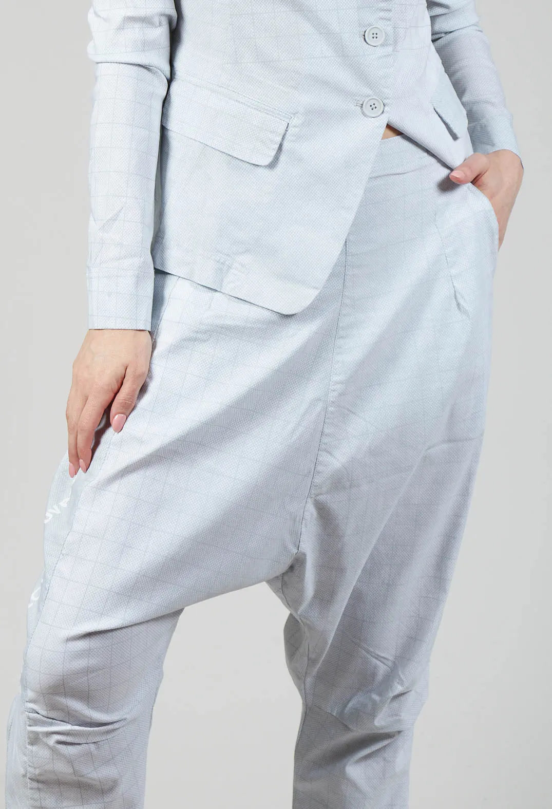 Google SEO friendly alternative: Grey Print Drop Crotch Trousers