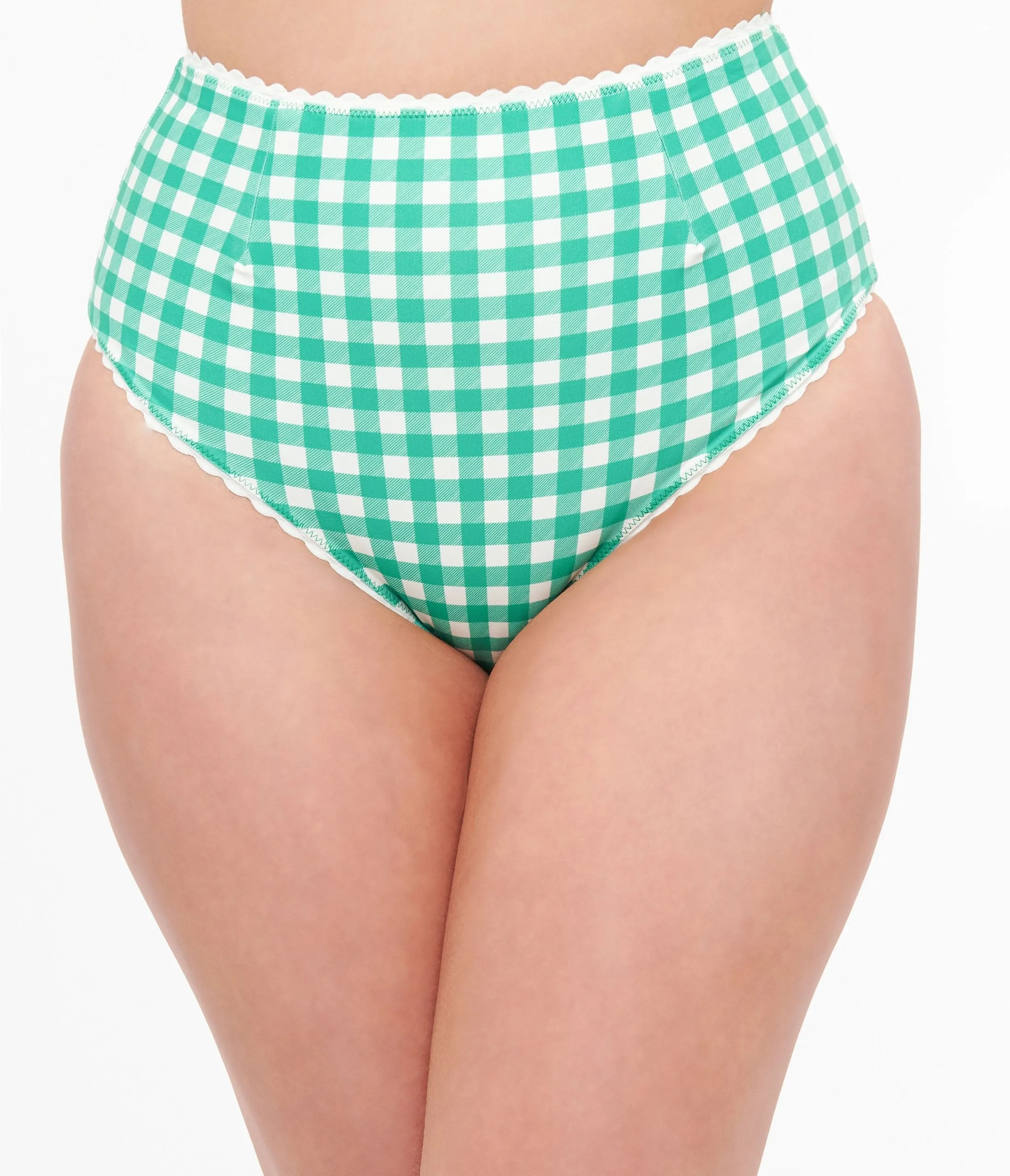 Green and White Gingham Bikini Bottoms