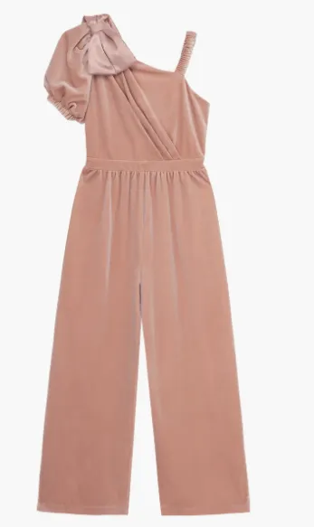 Habitual Satin Bow Jumpsuit Dark Pink