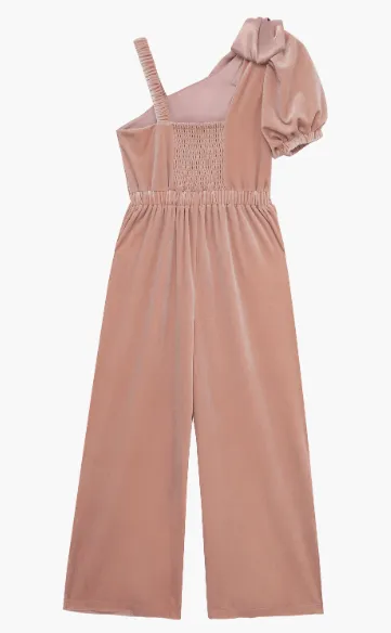 Habitual Satin Bow Jumpsuit Dark Pink