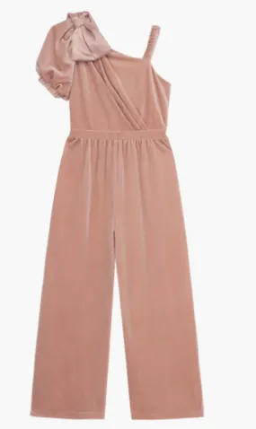 Habitual Satin Bow Jumpsuit Dark Pink