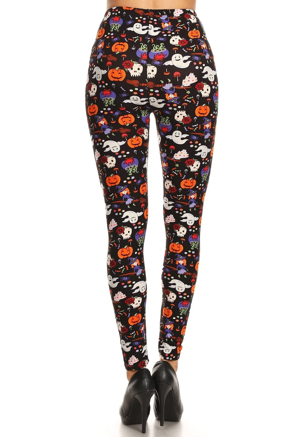 Halloween Pumpkin Ghost Pattern Leggings for Women