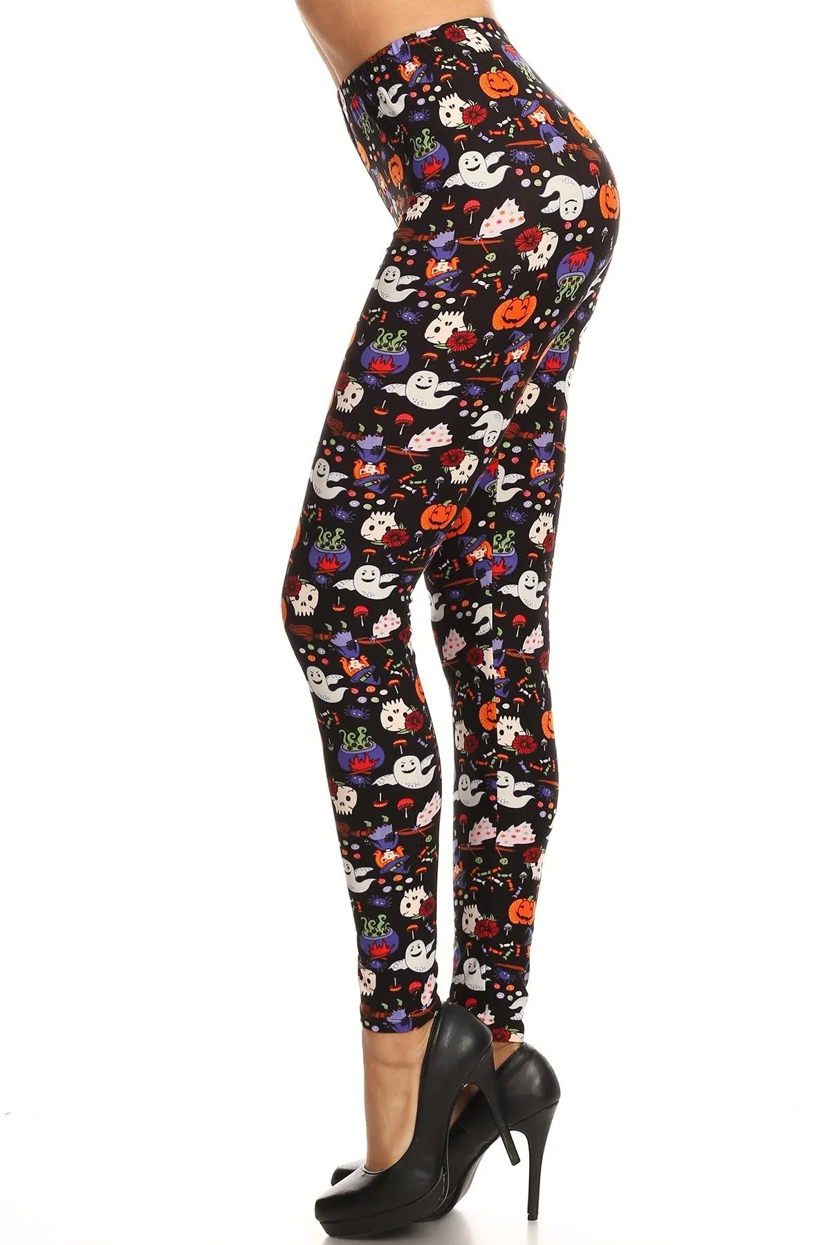 Halloween Pumpkin Ghost Pattern Leggings for Women