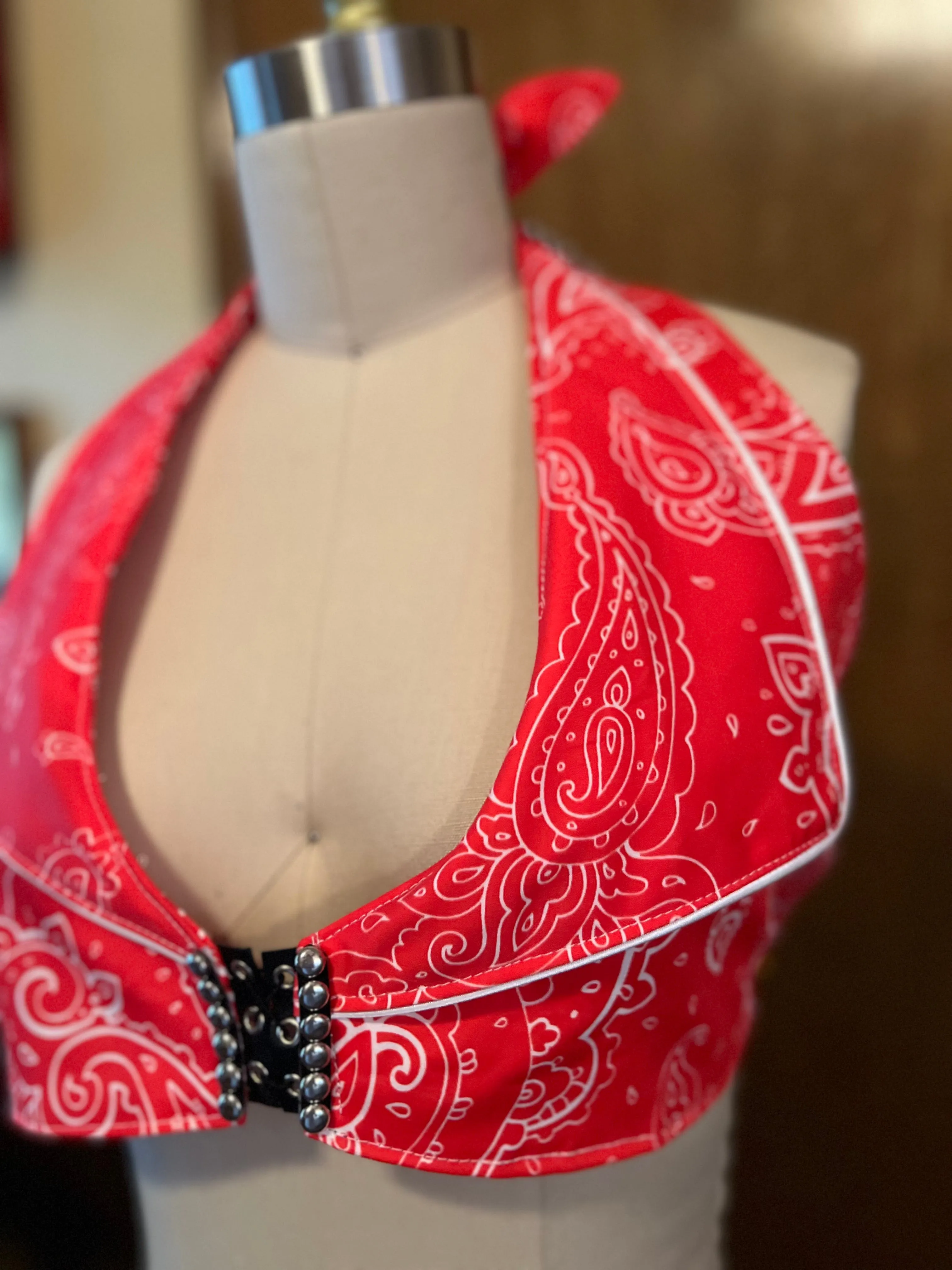 Halter Top with Bandana Print.