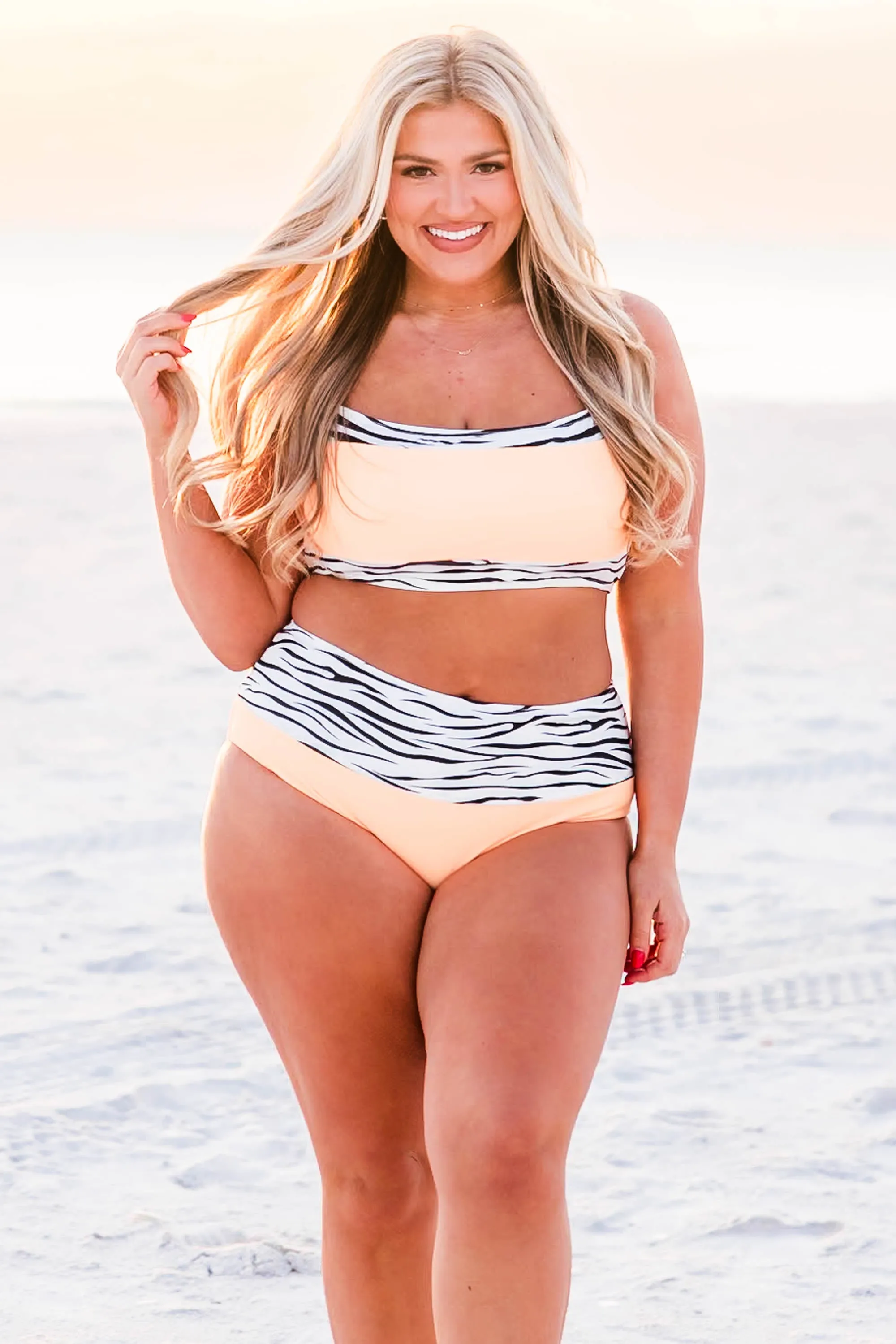 Hidden Islands Swim Top, Orange/Zebra - $29.99