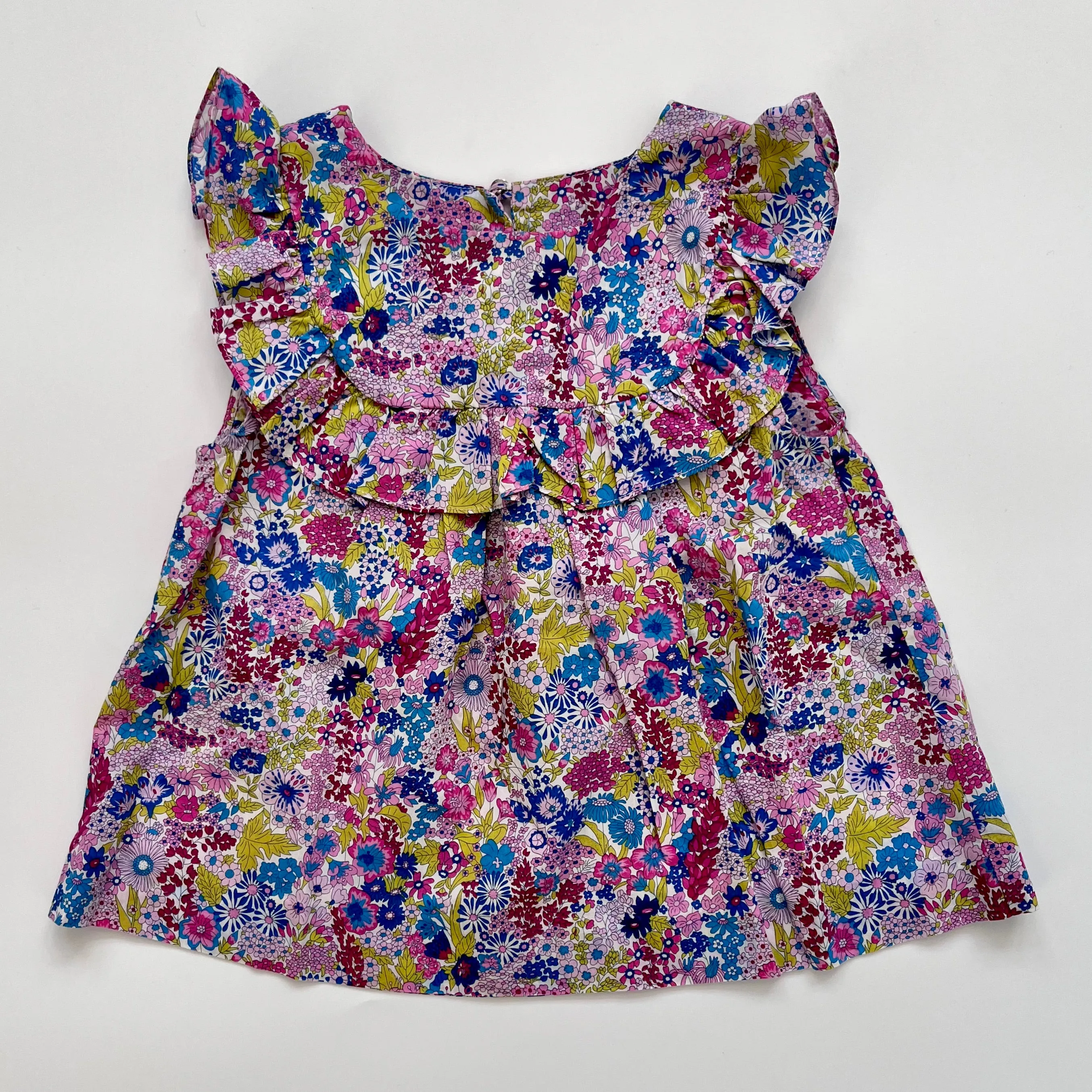 Jacadi Blue Liberty Print Sleeveless Blouse, Size 5 Years