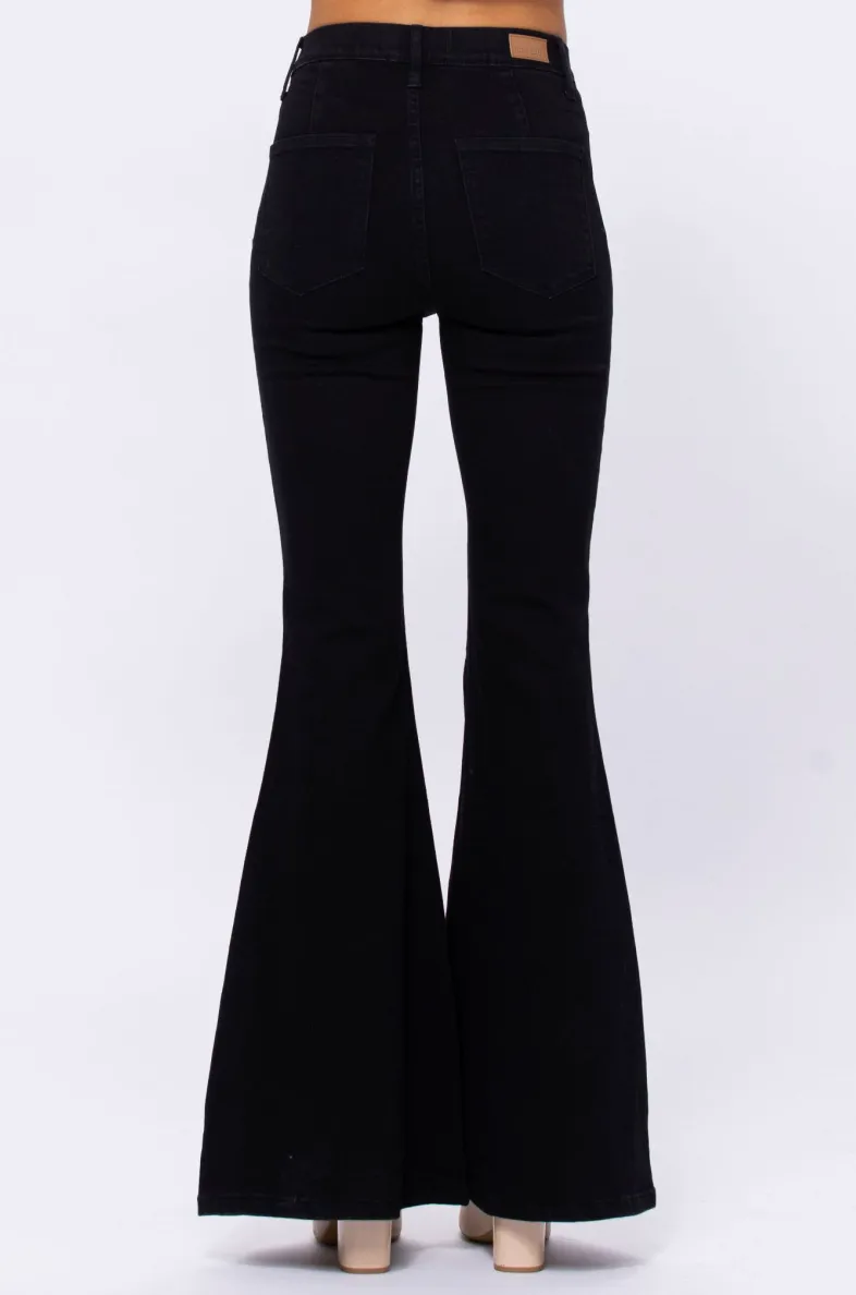 Judy Black Super Flare Pants | Pull-On Style