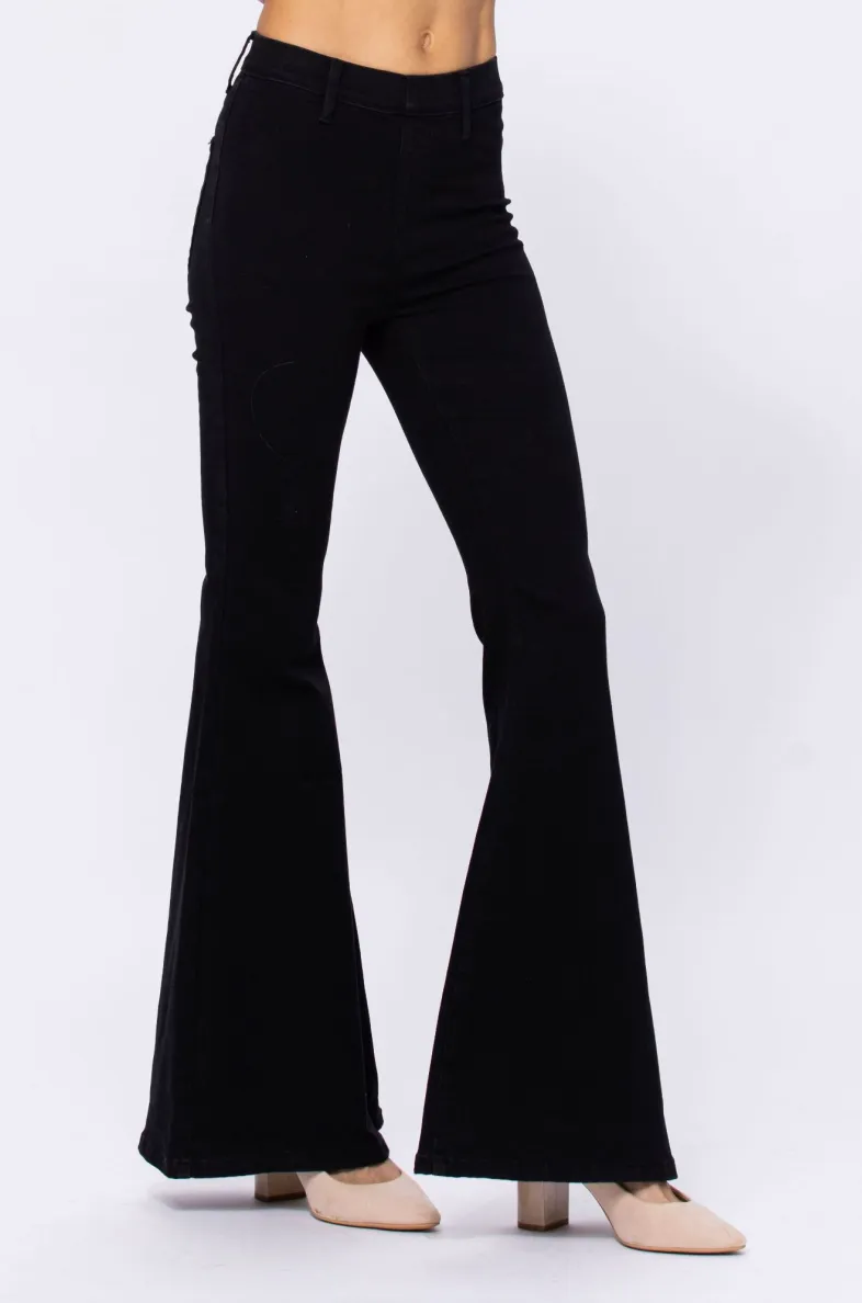 Judy Black Super Flare Pants | Pull-On Style