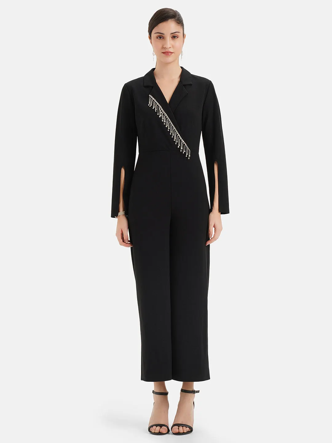 Jumpsuit with Decorative Lapel Collar