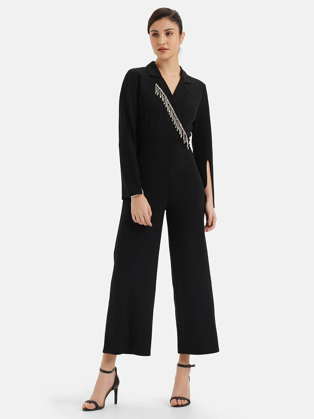 Jumpsuit with Decorative Lapel Collar