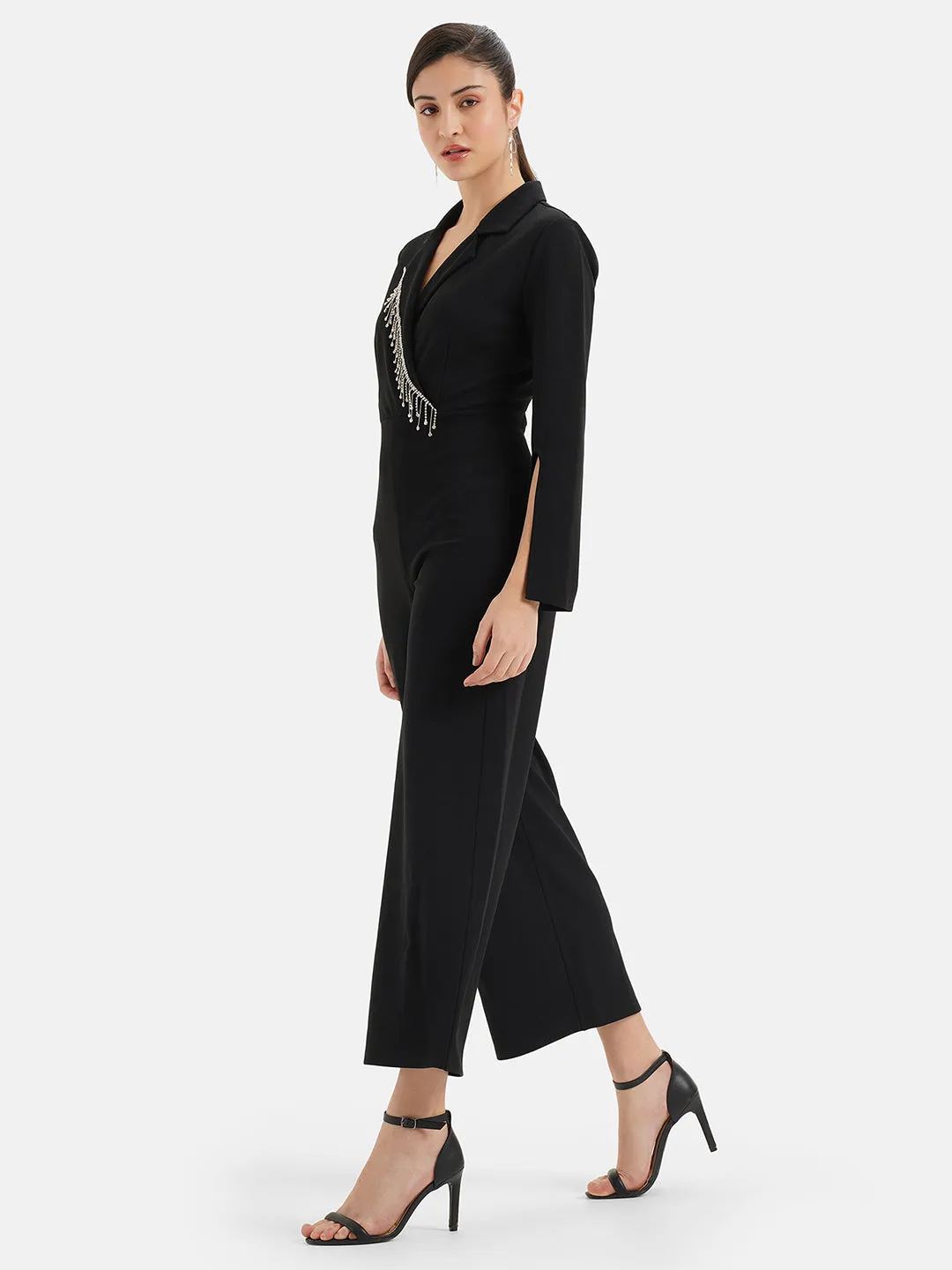 Jumpsuit with Decorative Lapel Collar