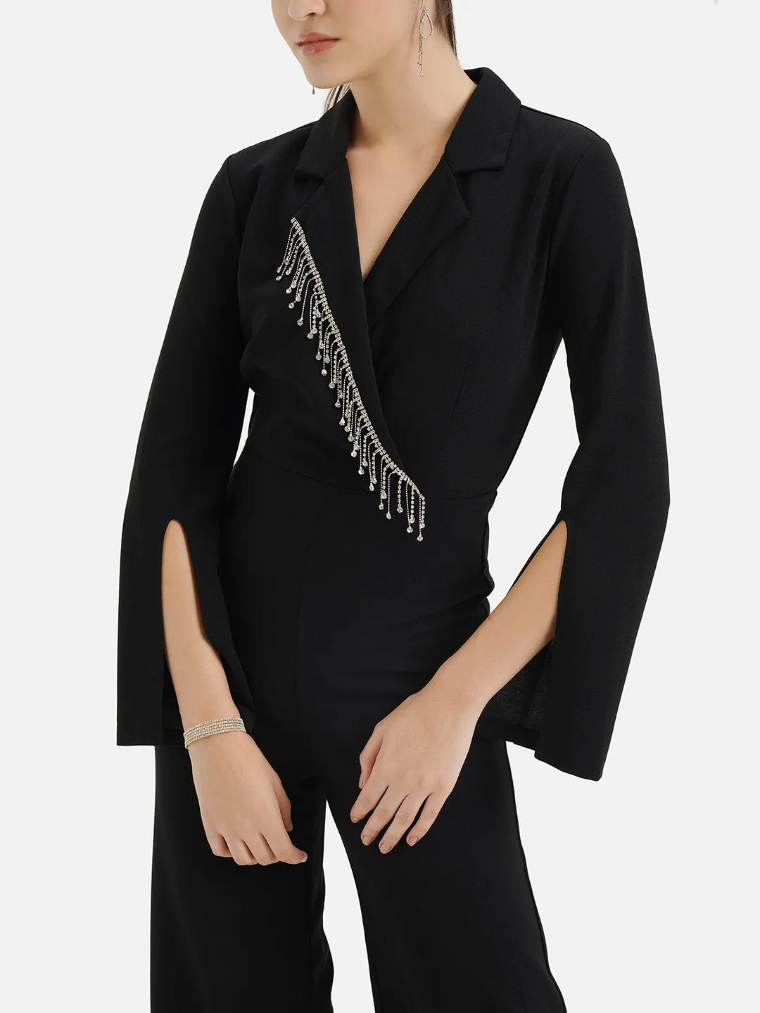 Jumpsuit with Decorative Lapel Collar