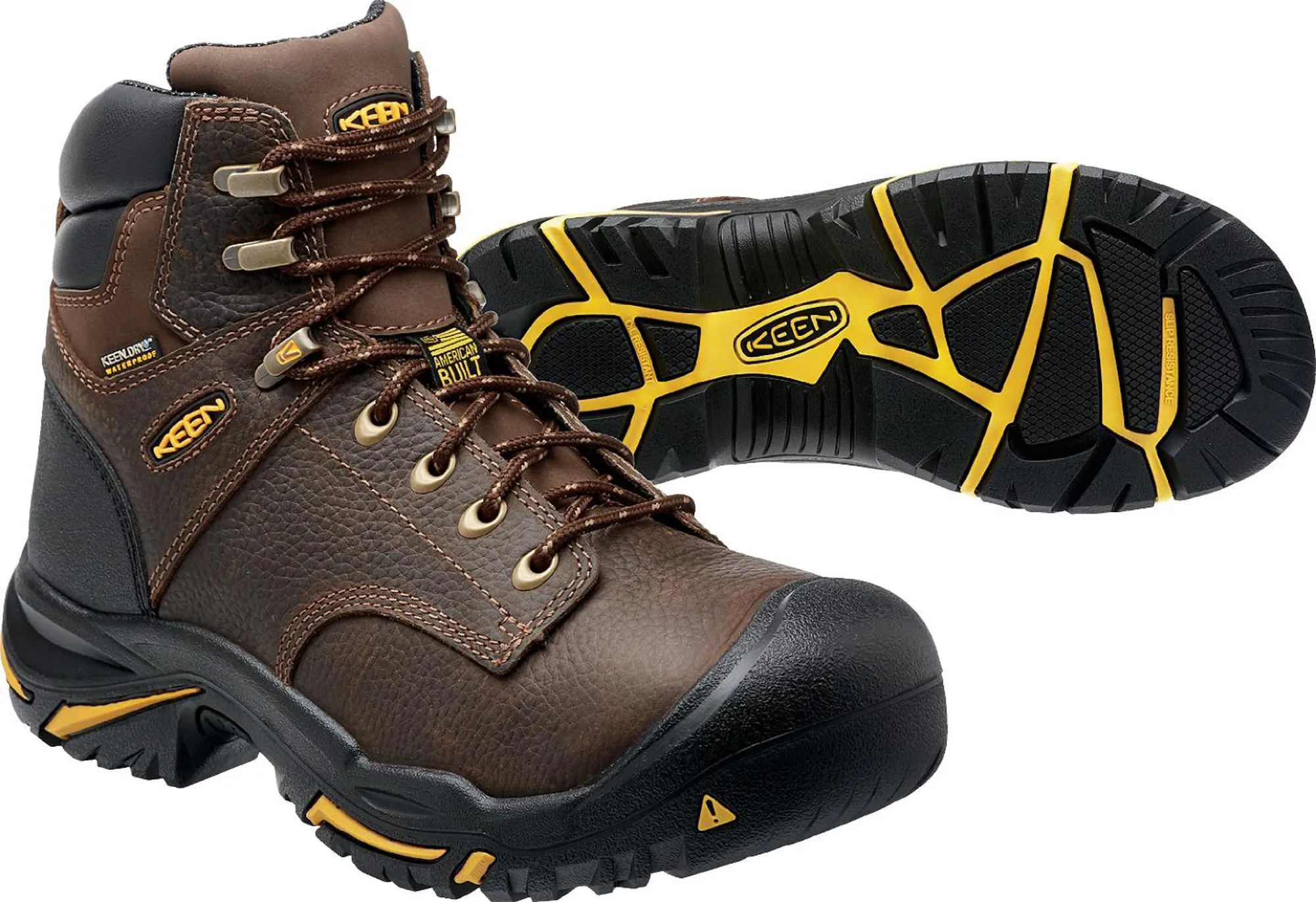 Keen Utility Cascade Brown Mt Vernon Work Boots - Waterproof Nubuck, 6in for Men