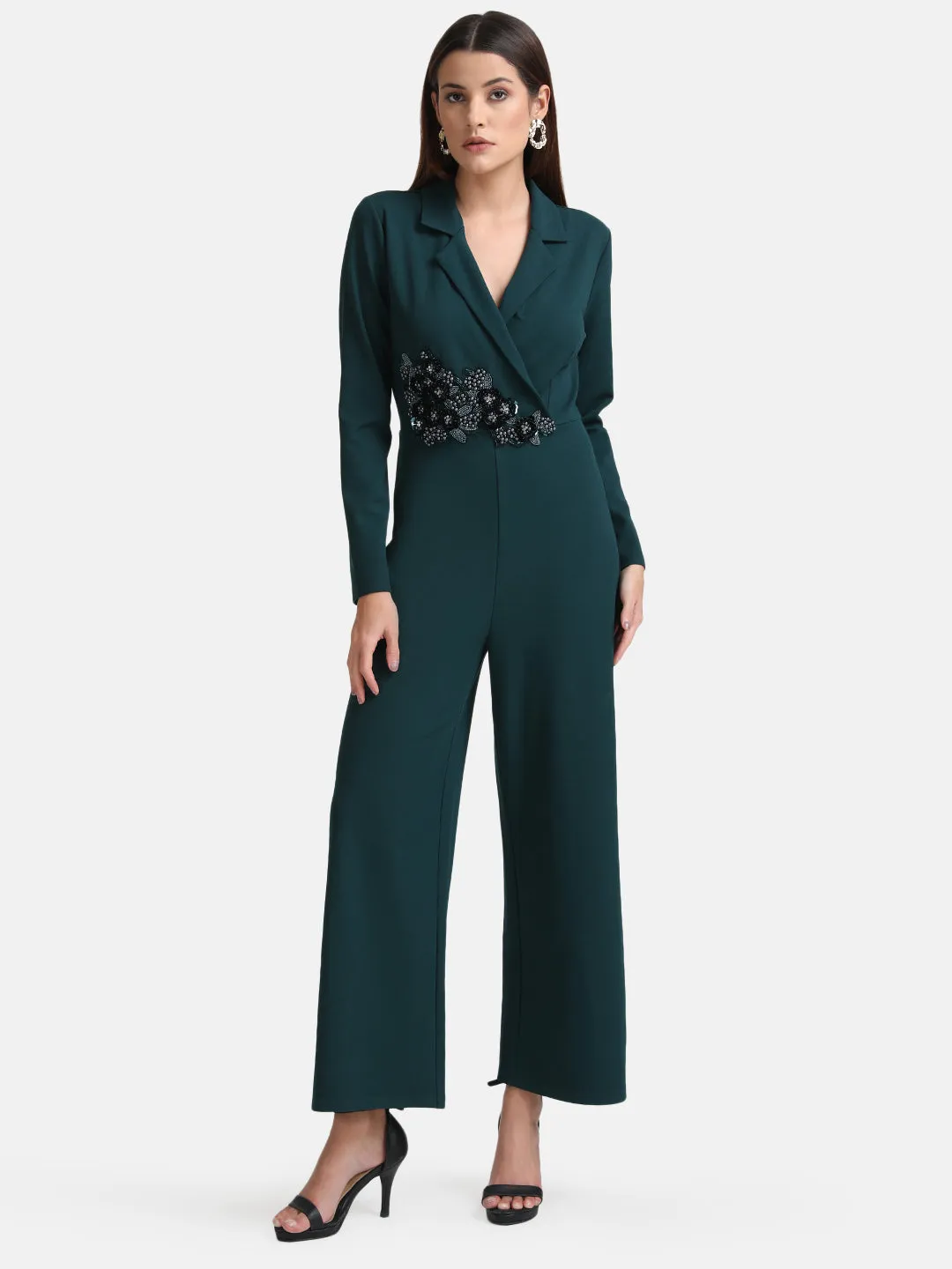 Lapel Collar Embellished Jumpsuit - Shop now!