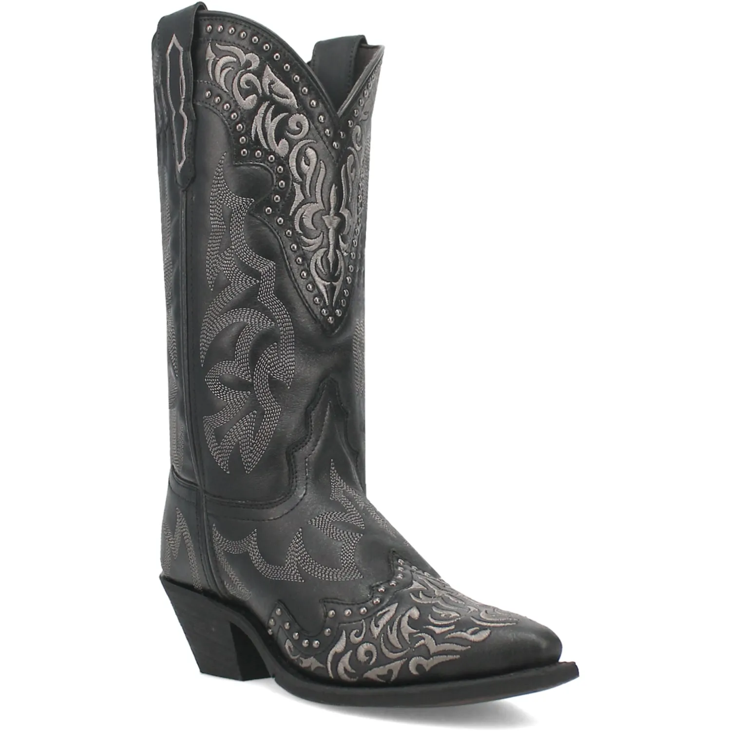 Laredo Black Leather Cowboy Boots for Women