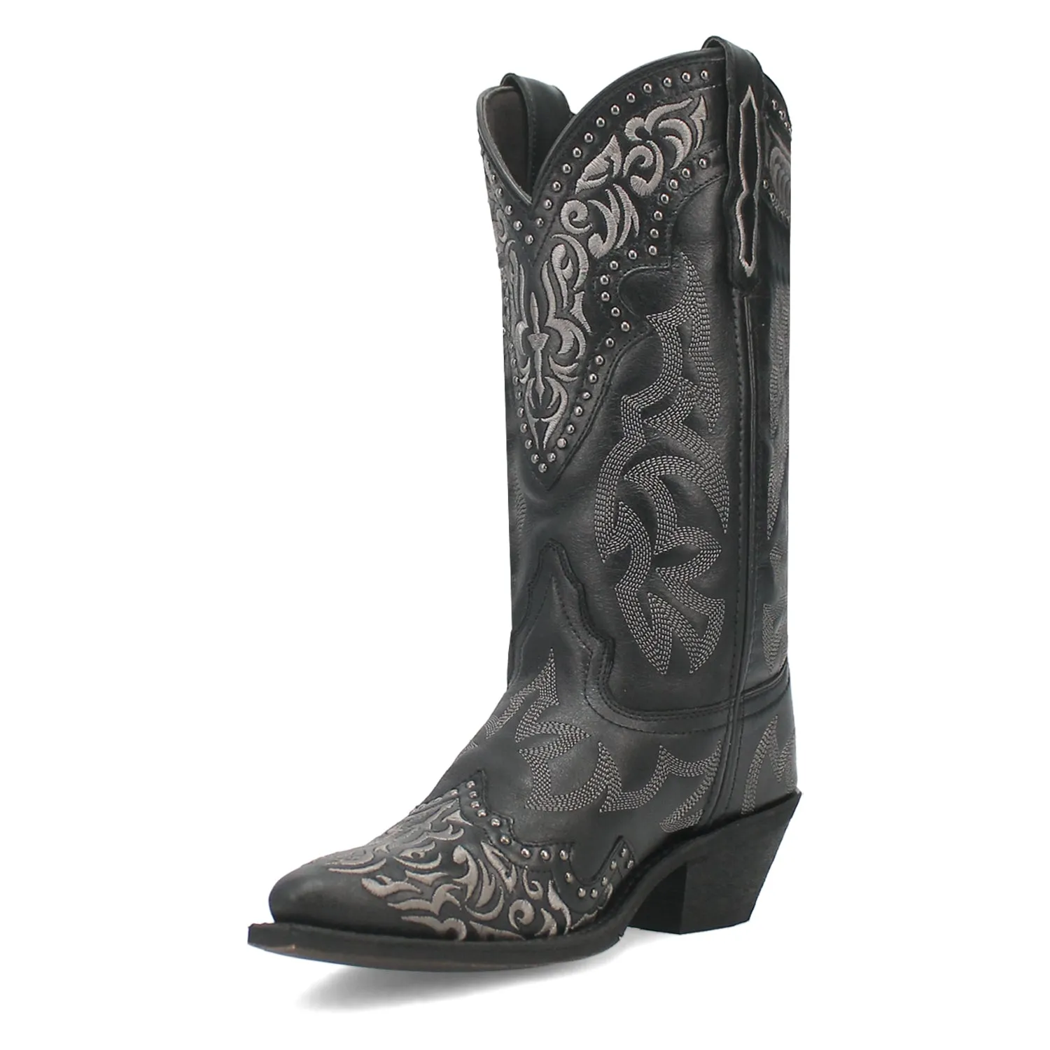 Laredo Black Leather Cowboy Boots for Women