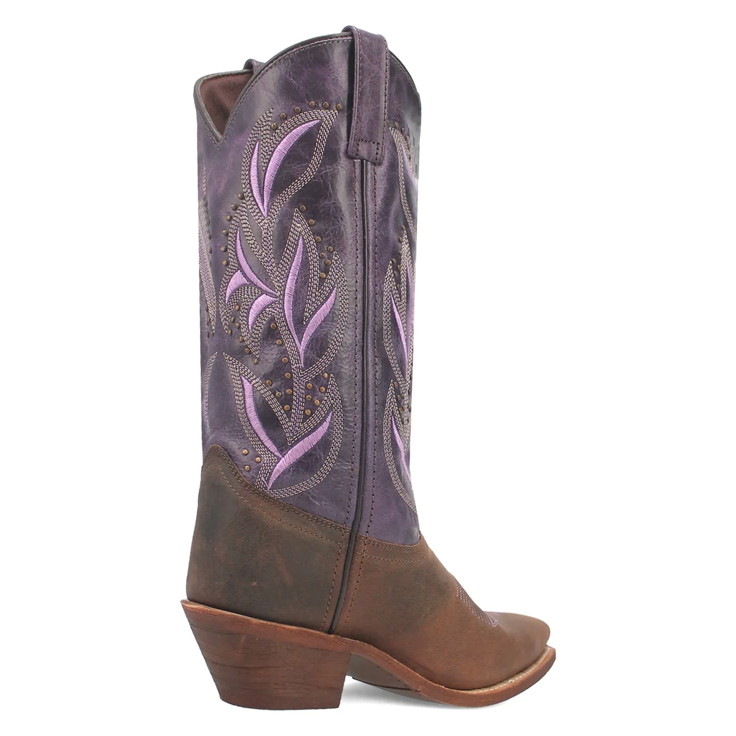 Laredo Women's Larissa Dark Brown Purple Leather Cowboy Boots