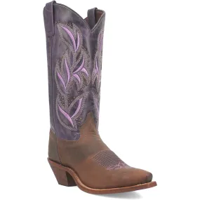 Laredo Women's Larissa Dark Brown Purple Leather Cowboy Boots