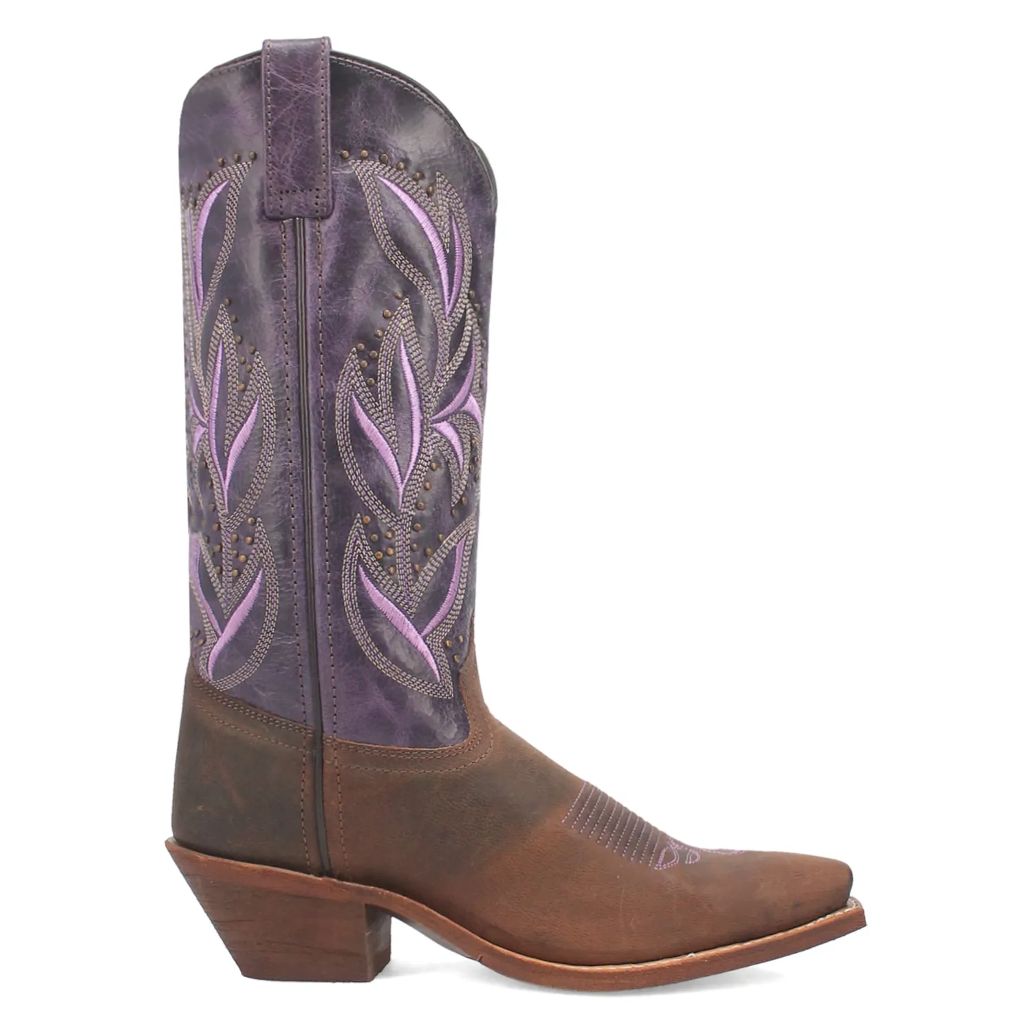 Laredo Women's Larissa Dark Brown Purple Leather Cowboy Boots