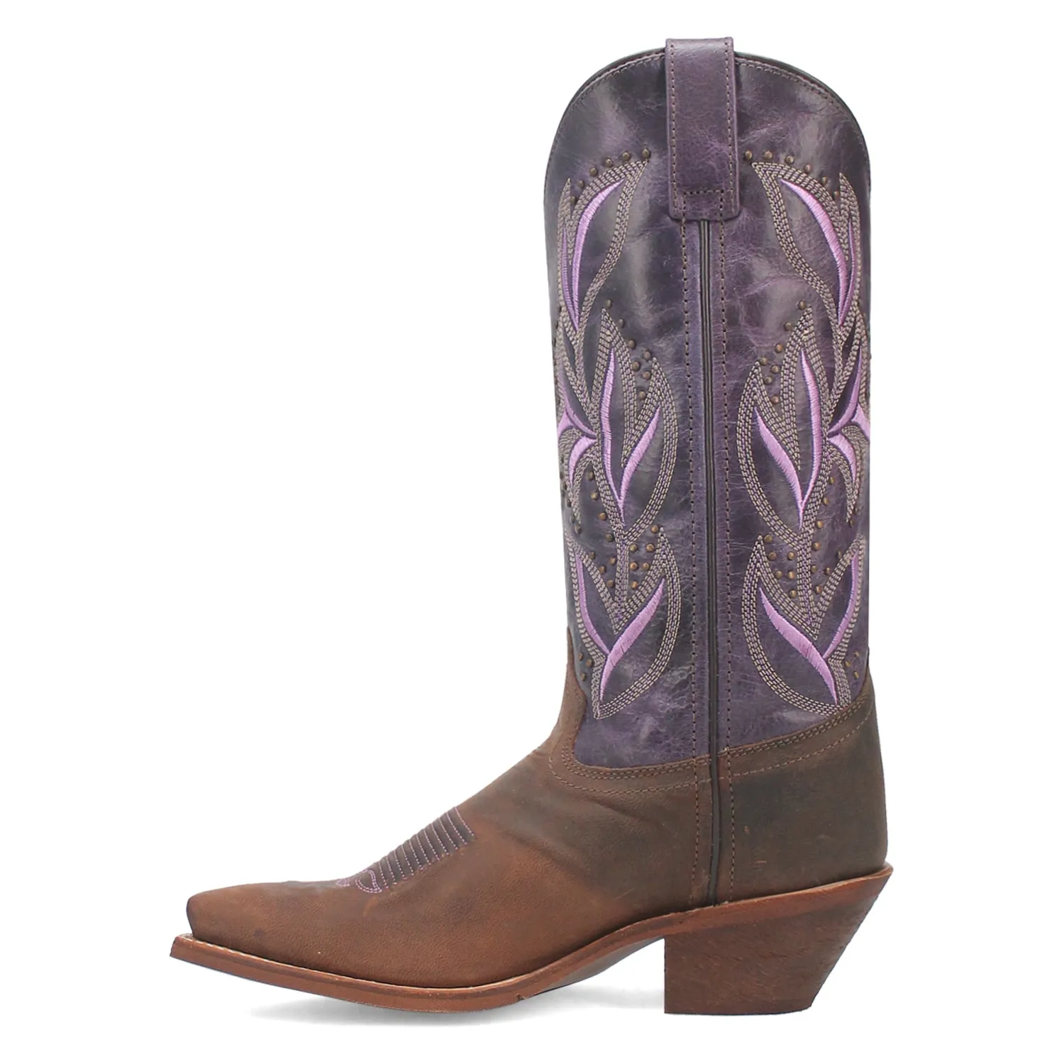 Laredo Women's Larissa Dark Brown Purple Leather Cowboy Boots