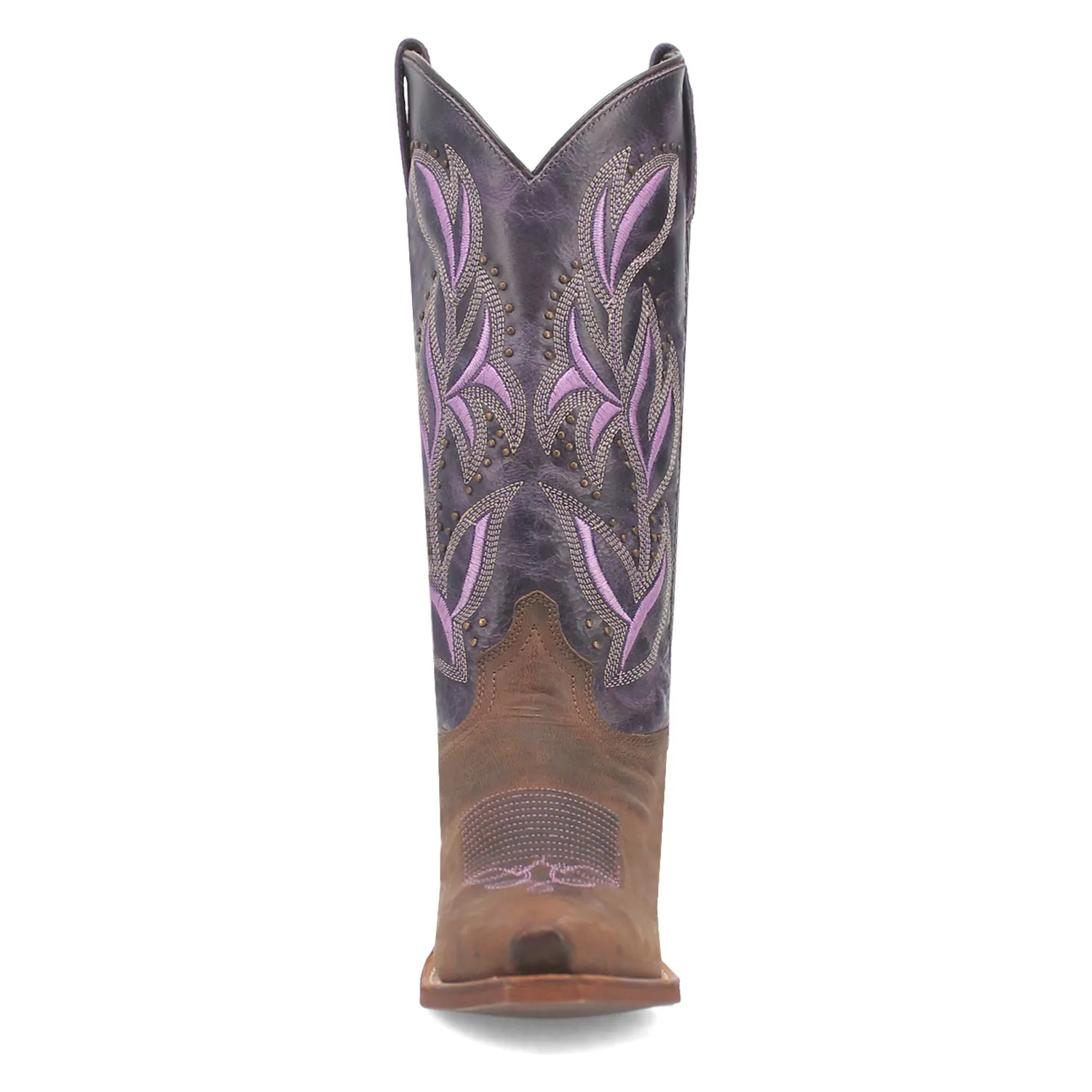 Laredo Women's Larissa Dark Brown Purple Leather Cowboy Boots