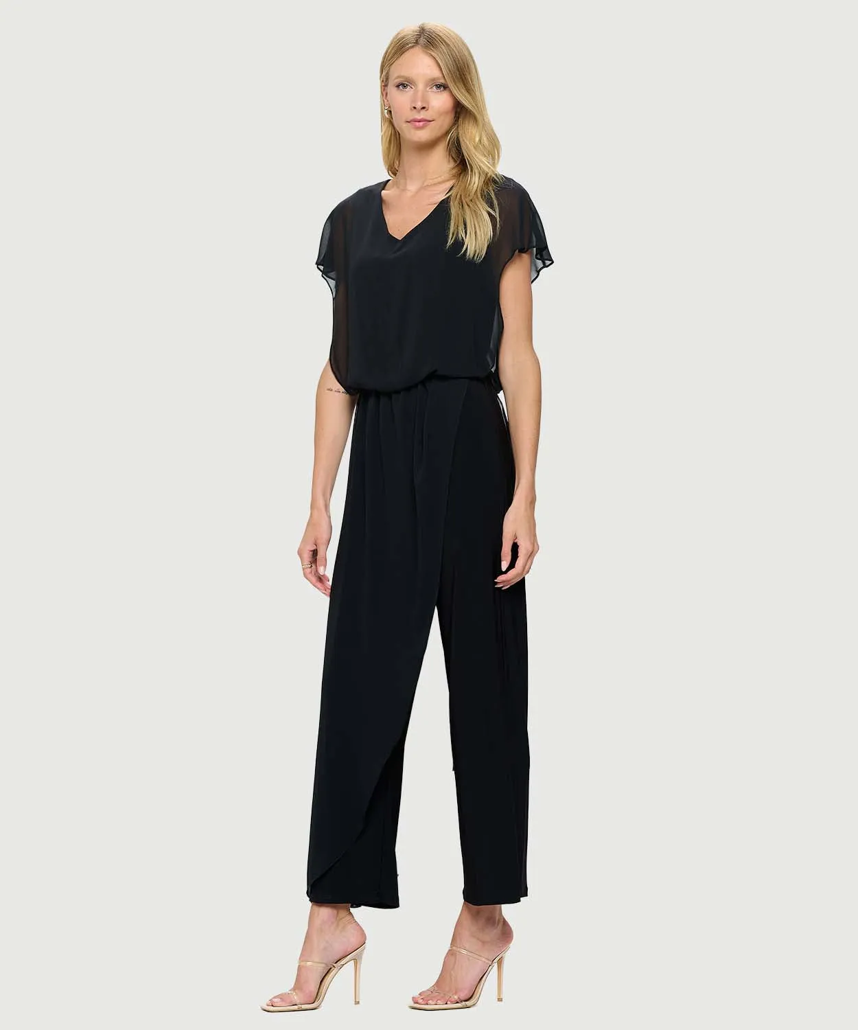 Last Tango Jumpsuit Chiffon Overlay Black - fashion
