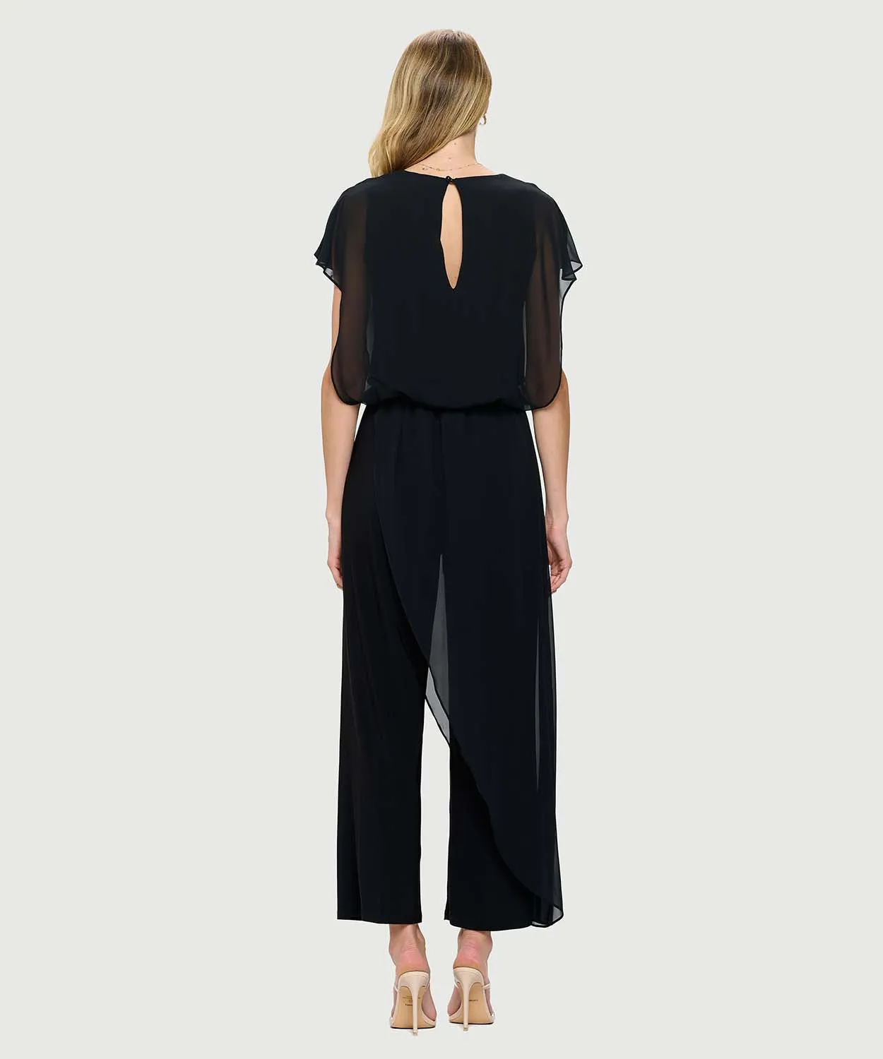 Last Tango Jumpsuit Chiffon Overlay Black - fashion
