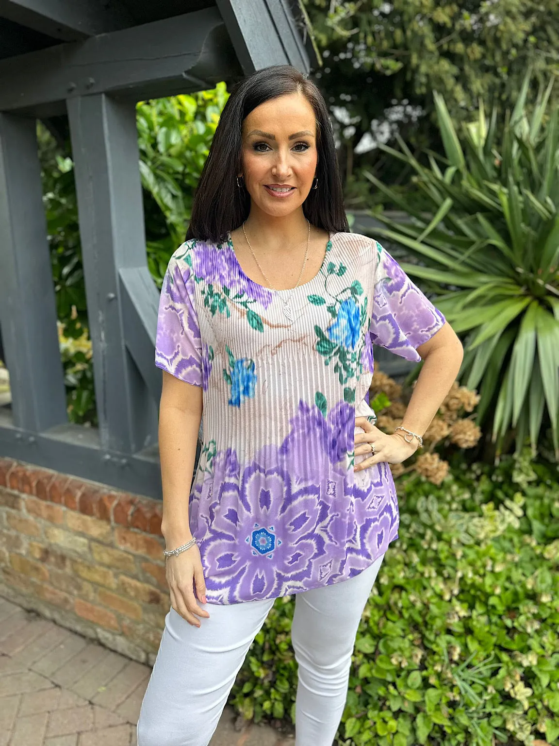 Lilac Floral Blouse - Colour Blend - Bethany