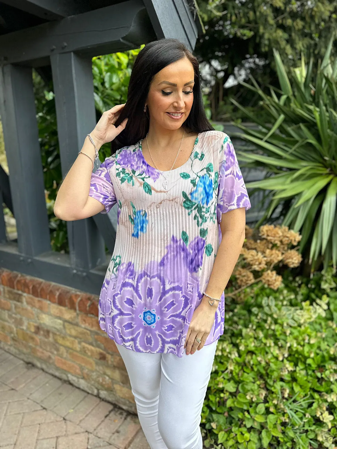 Lilac Floral Blouse - Colour Blend - Bethany