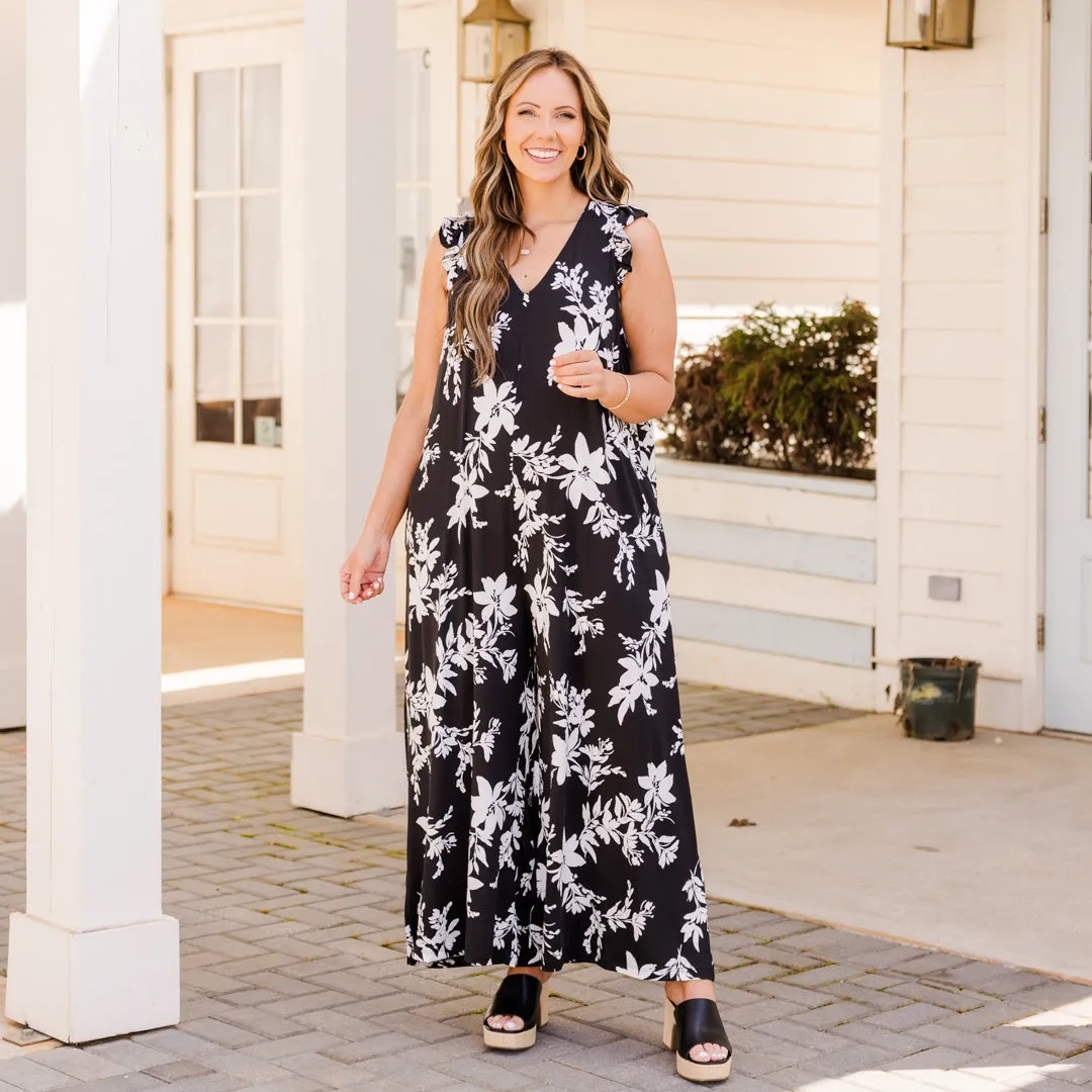 Lush Black Jumpsuit in Full Bloom.