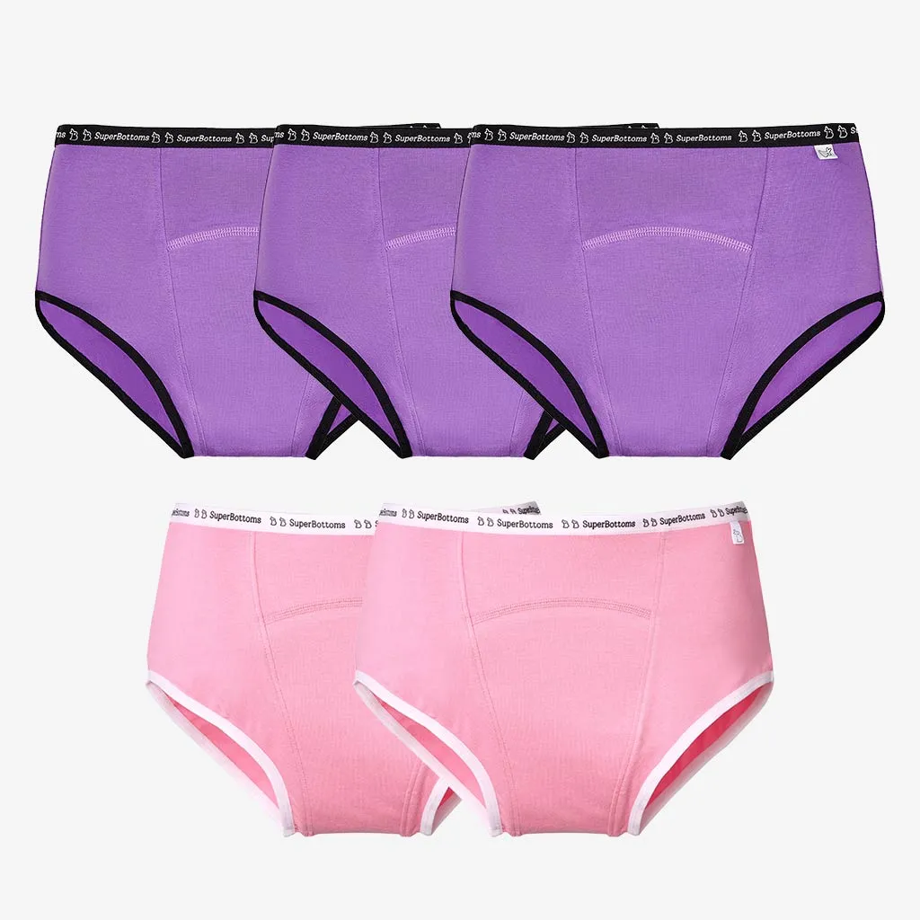 Max Absorb Underwear Pack of 5 - 3 Lilac and 2 Pink - Buy Now!