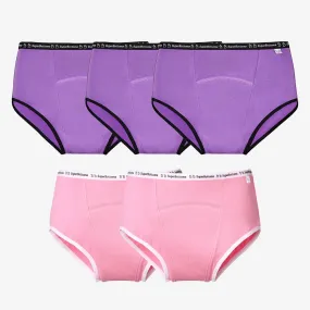 Max Absorb Underwear Pack of 5 - 3 Lilac and 2 Pink - Buy Now!