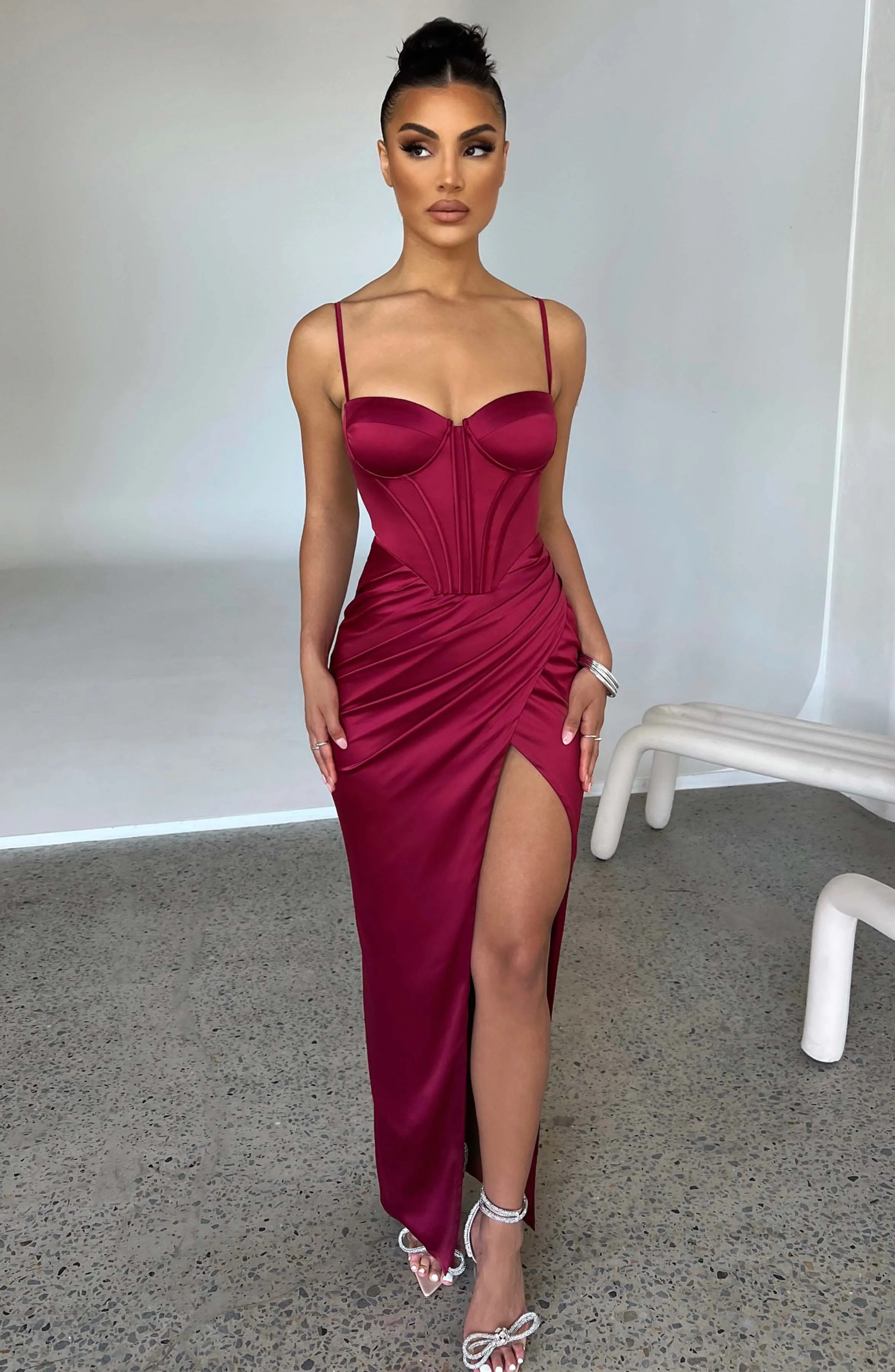 Maxi Dress in Wine Color