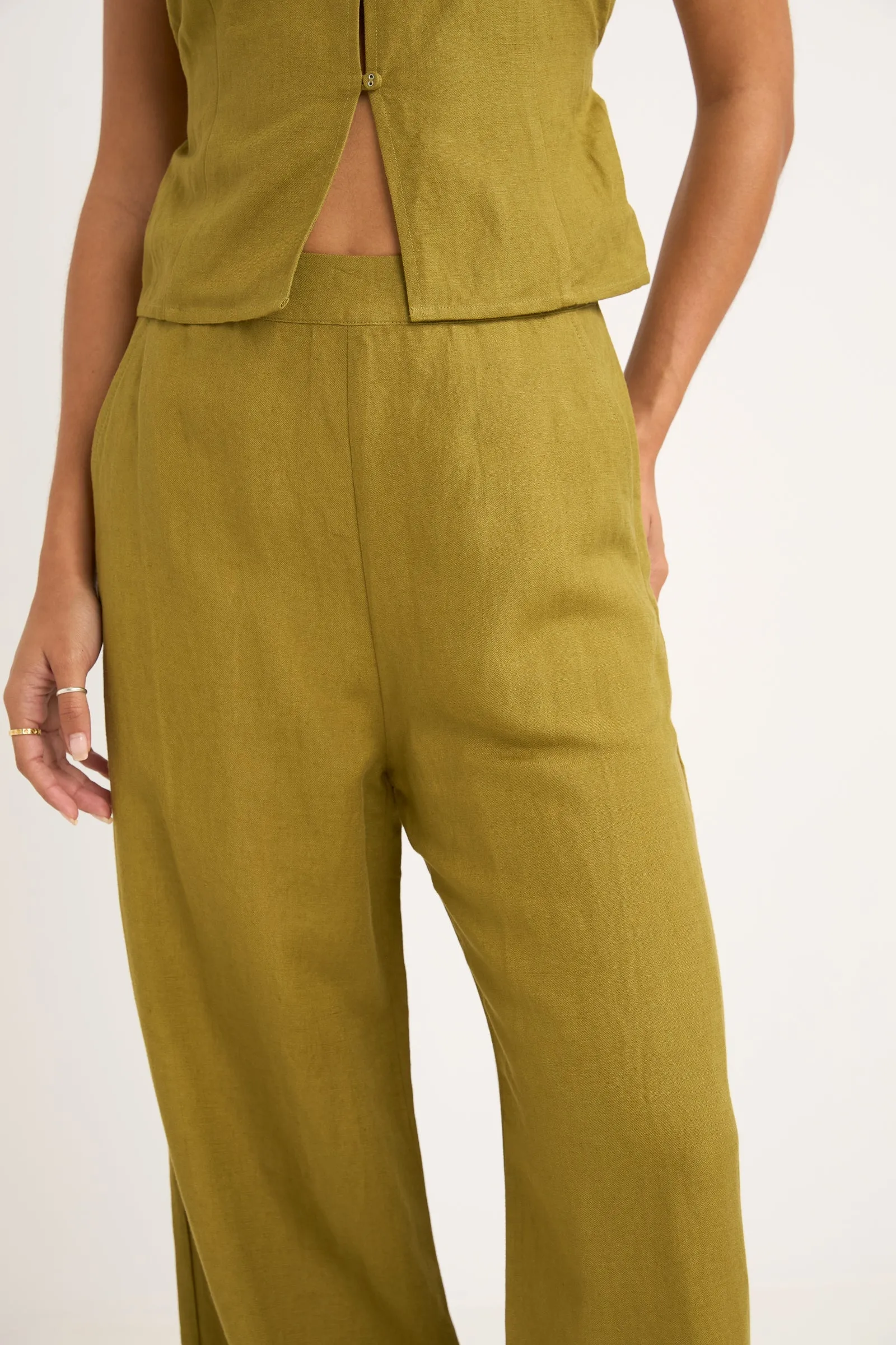 Maya Olive Wide Leg Pants - Shop Now