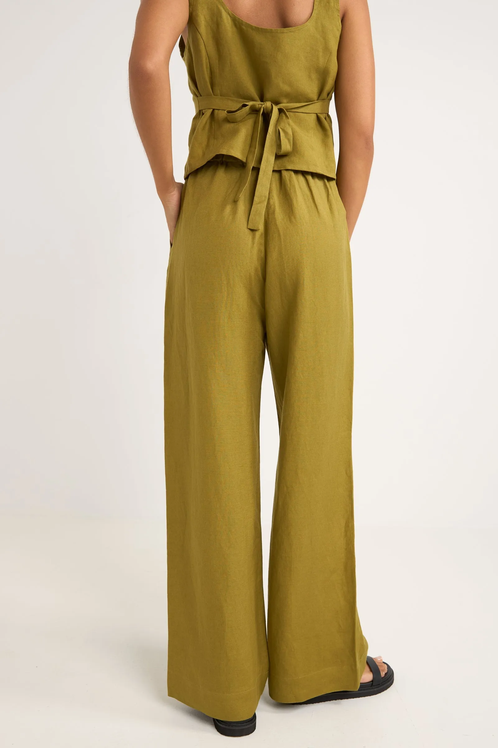 Maya Olive Wide Leg Pants - Shop Now