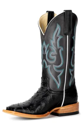 Miss Macie Bean Black Ostrich Full Quill Fashion Boots for Women