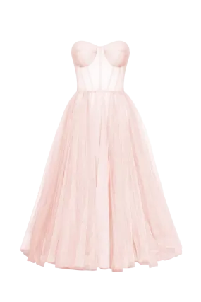 Misty Rose Strapless Tulle Dress