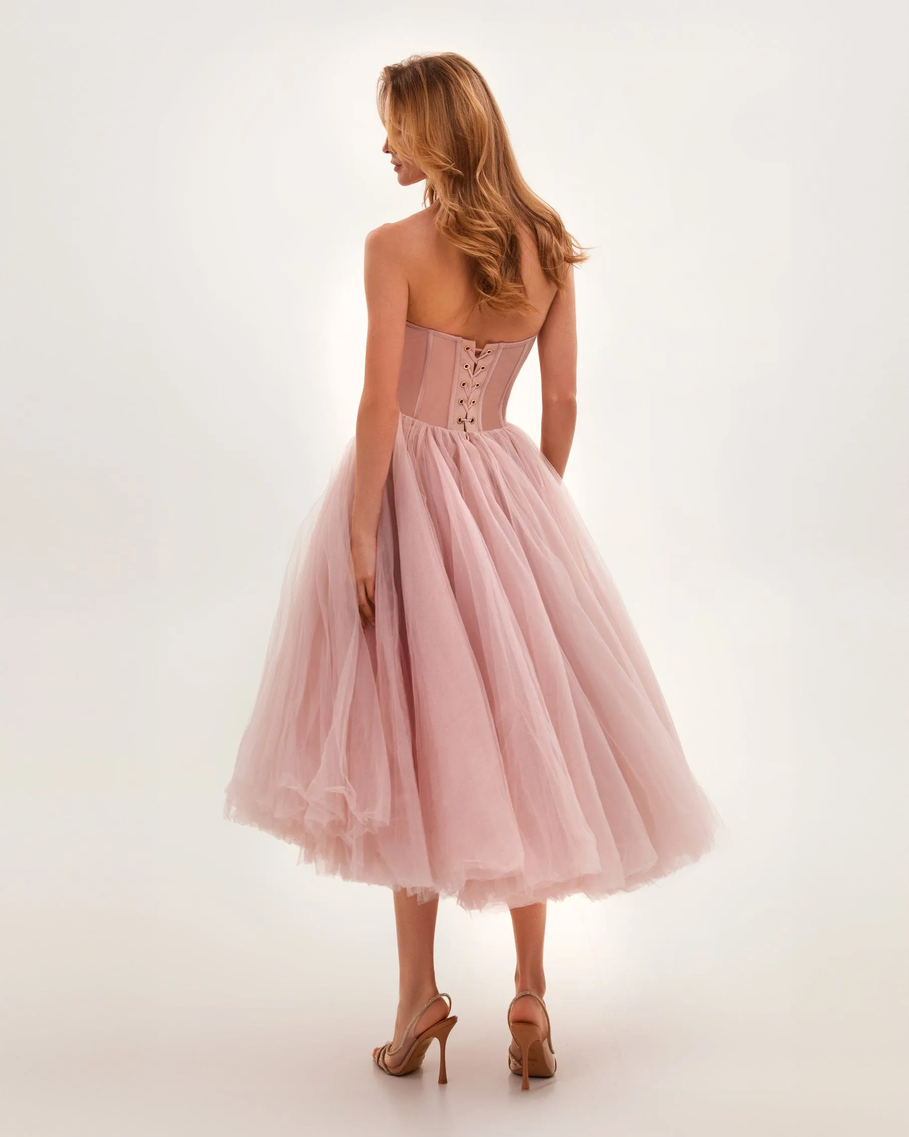 Misty Rose Strapless Tulle Dress