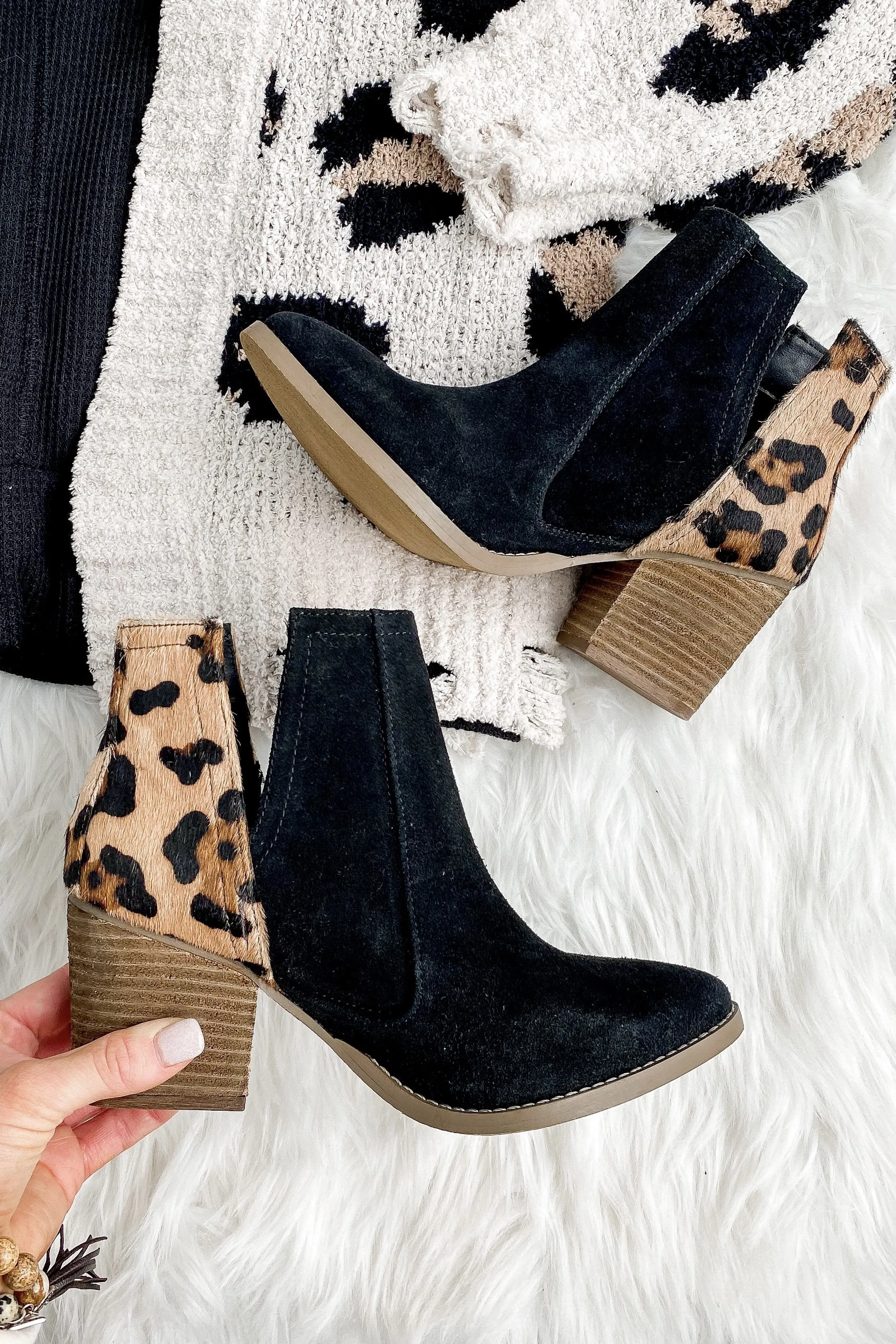 Naughty Monkey Camilyn Booties, Black Leopard shoes