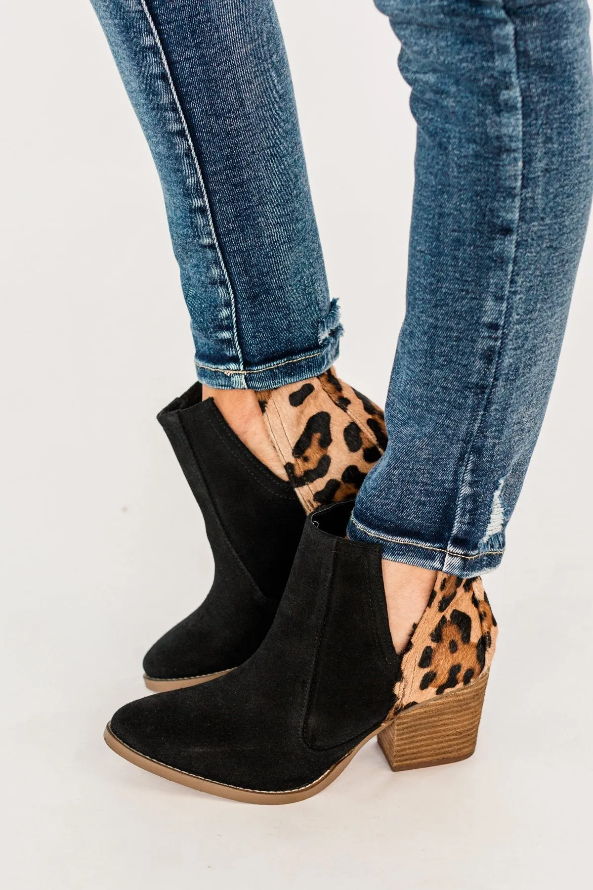 Naughty Monkey Camilyn Booties, Black Leopard shoes