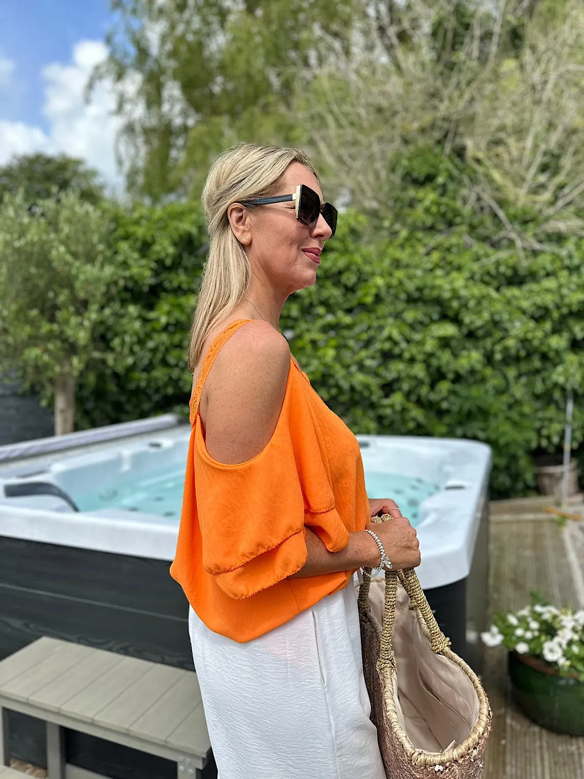 Orange Lace Cold Shoulder Top Pia - Google SEO Result: Cold Shoulder Orange Lace Top - Pia: Shop Now