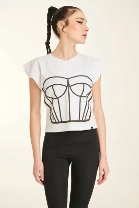 Paradise Chick Supreme Corset T-shirt - White for sale at competitive prices