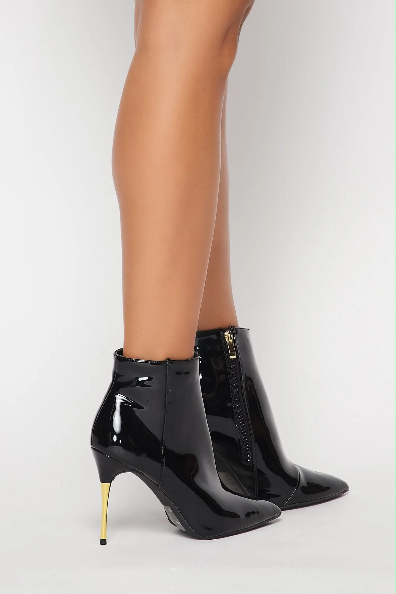 Patent leather ankle boots