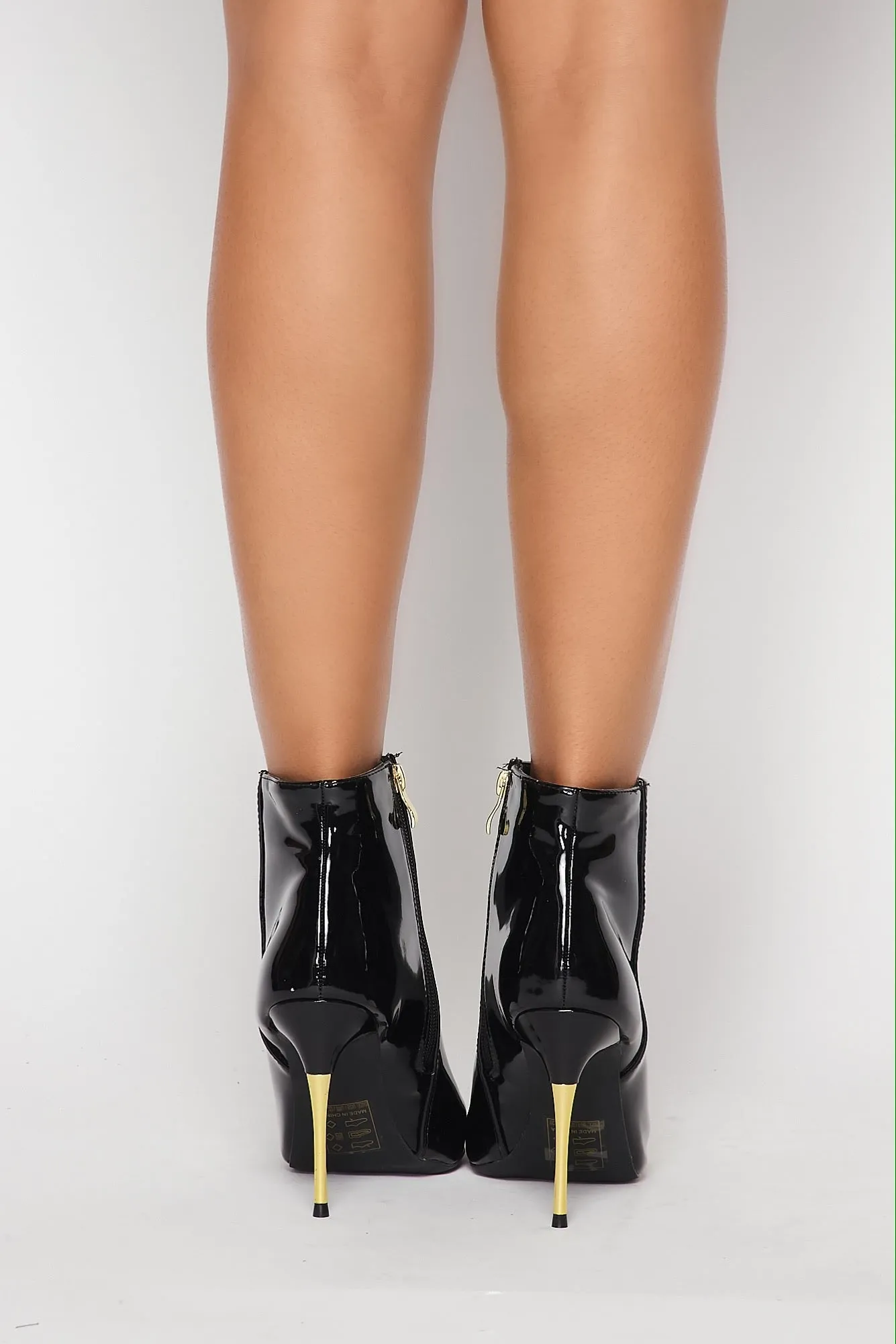 Patent leather ankle boots