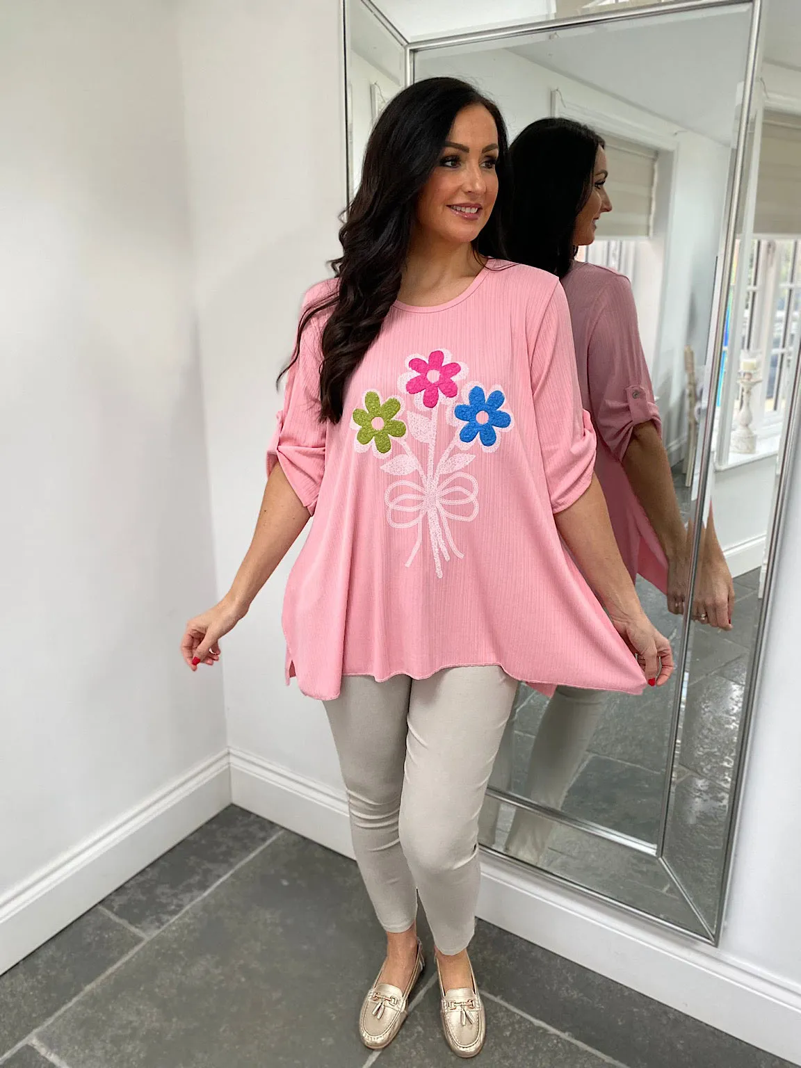 Pink Flower Print Top Anastasia