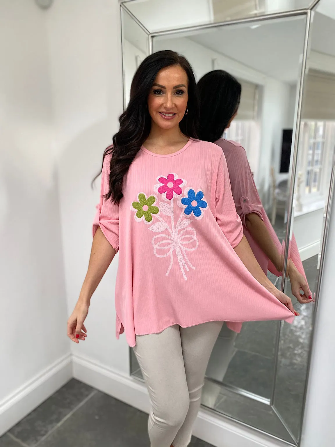 Pink Flower Print Top Anastasia